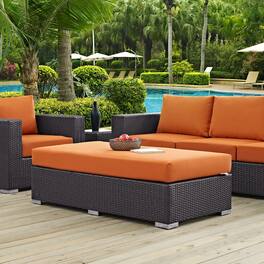 Convene Outdoor Patio Fabric Rectangle Ottoman by Modway - Espresso Orange