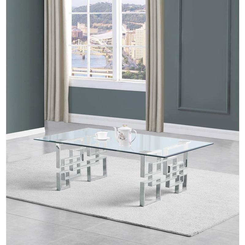 Angle. Best Quality Furniture - Best Quality Furniture tempered glass coffee table - Silver.