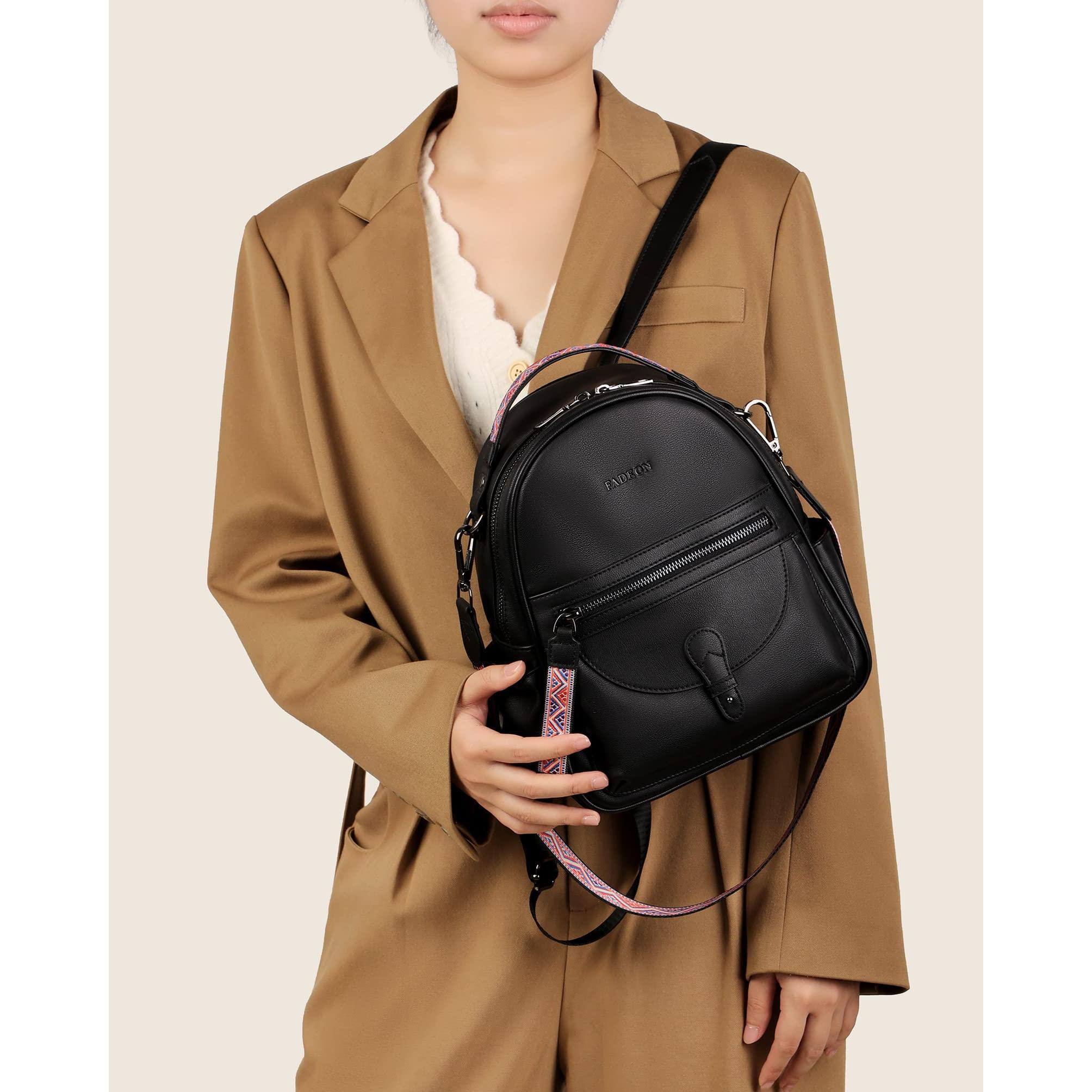 Left. Cozy Serene - Mini Backpack Purse For Women  Designer Leather Cute Roomly Small Backpacks Ladies Shoulder Fashion Handbag - Camel Brown Nubuck Style.