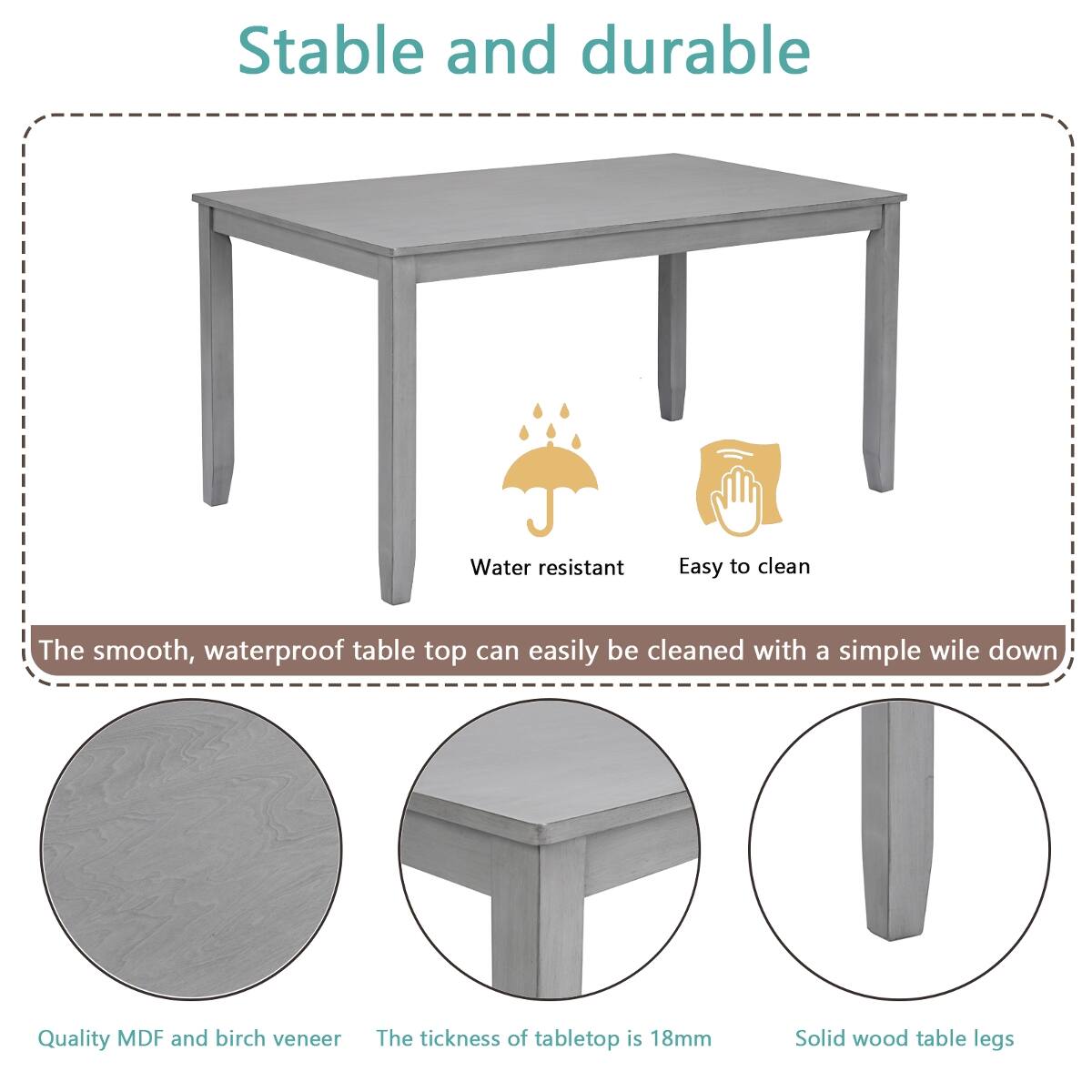 Loheer 5 Piece Dining Table Set, Rectangular Wood Table with Four ...