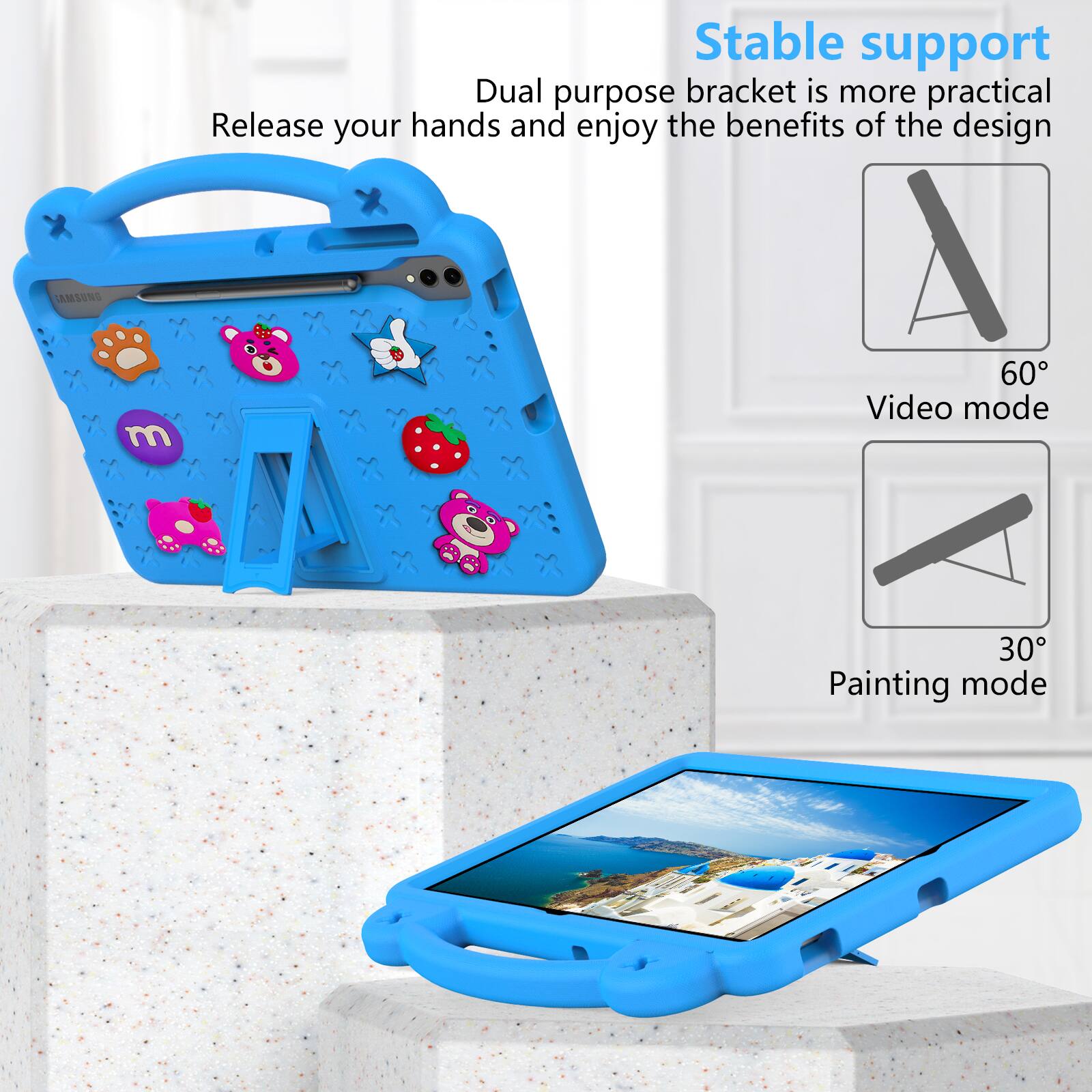 Stable support  
Dual purpose bracket is more practical  
Release your hands and enjoy the benefits of the design  

IAMSUNG A  
60° Video mode  
30° Painting mode