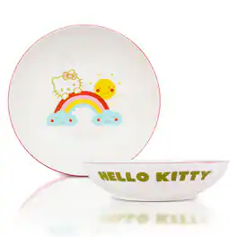 Silver Buffalo - Sanrio Hello Kitty Rainbow 9-Inch Ceramic Coupe Dinner Bowl - Pink