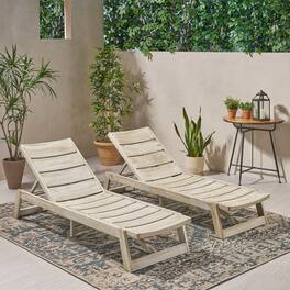 Mondawe - Set of 2 Outdoor Acacia Wood Chaise Lounge Set - Gray