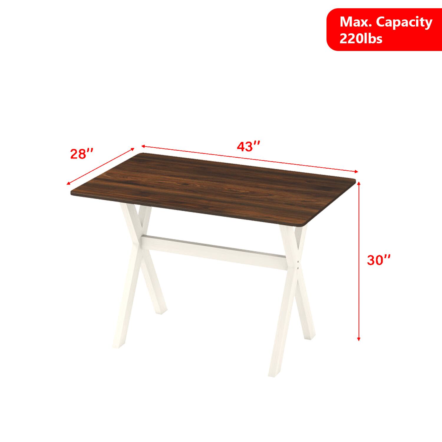 Max. Capacity 220lbs  
28" x 43" x 30"