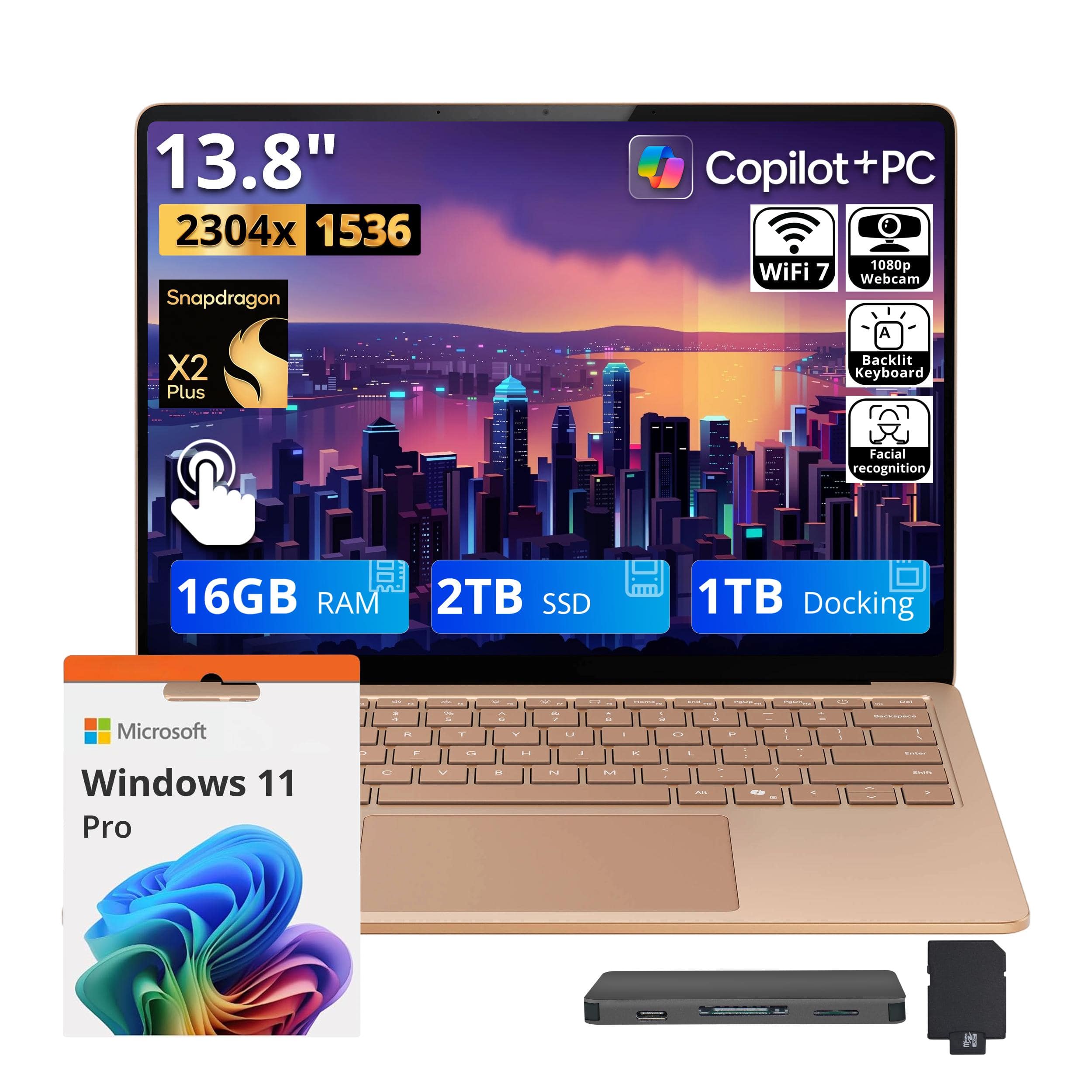 "Microsoft - Upgraded - Surface 13.8"" 2K Touch AI Laptop,Snapdragon X2 Plus,16GB RAM,2TB SSD+1TB Dock Set,Backlit,Win 11 Pro - Dune" price history on PriceWatchPro