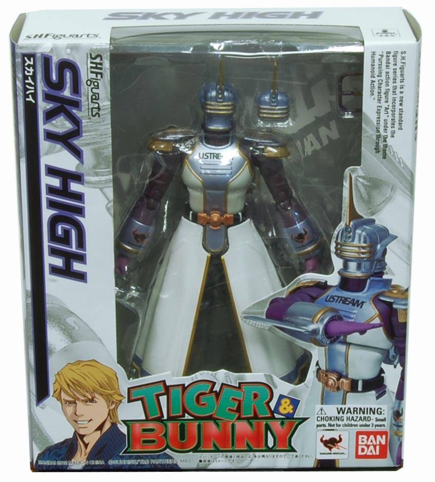 SKY HIGH  
S.H.Figuarts  
TIGER & BUNNY  
USTREAM  

Humanoid Action Figure  
Character Expression 1  
Standard Figure  
Includes 7 interchangeable hands  
Choking Hazard: Small parts. Not for children under 3 years.  

BANDAI  
MBS