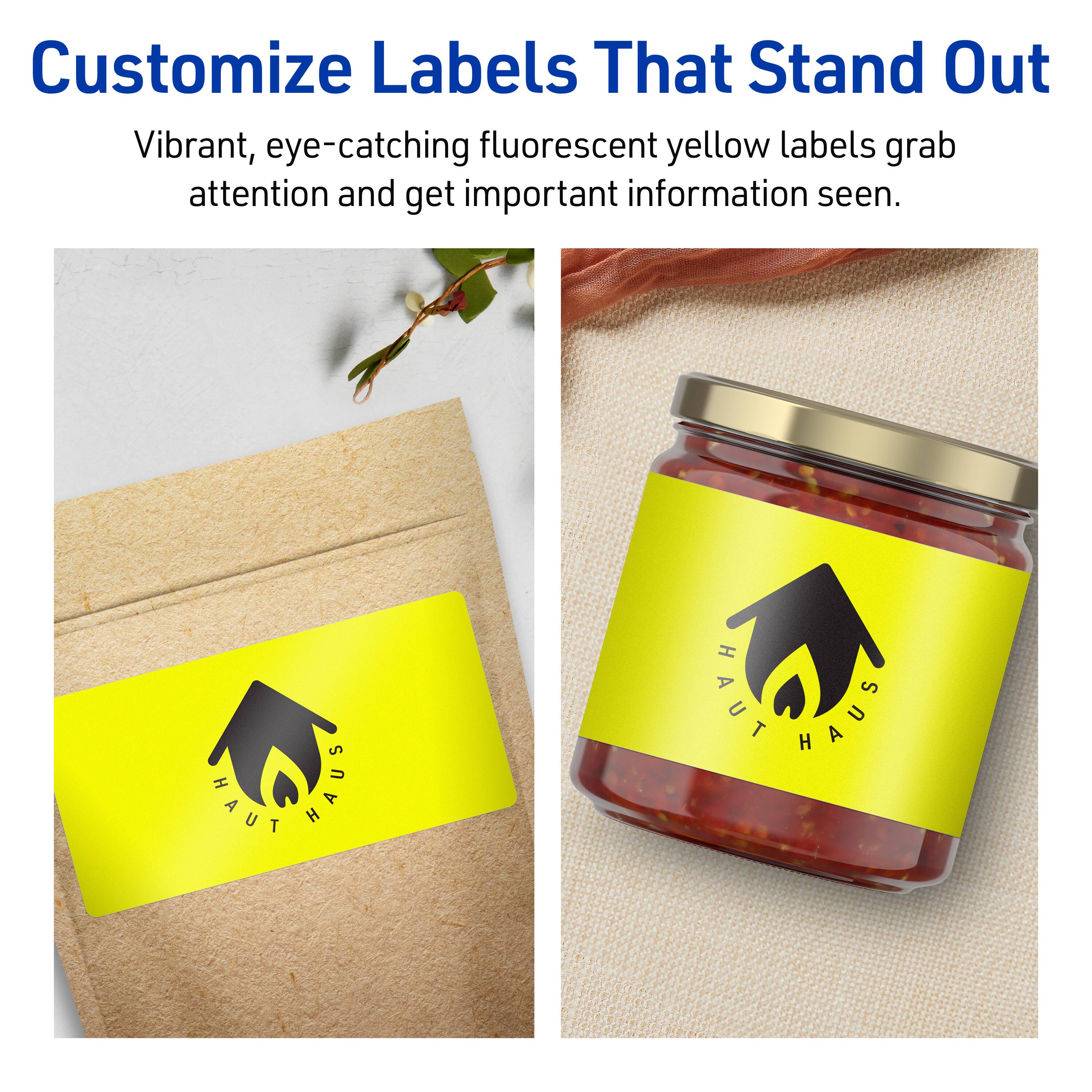 Customize Labels That Stand Out

Vibrant, eye-catching fluorescent yellow labels grab attention and get important information seen.

HAUT HAUS