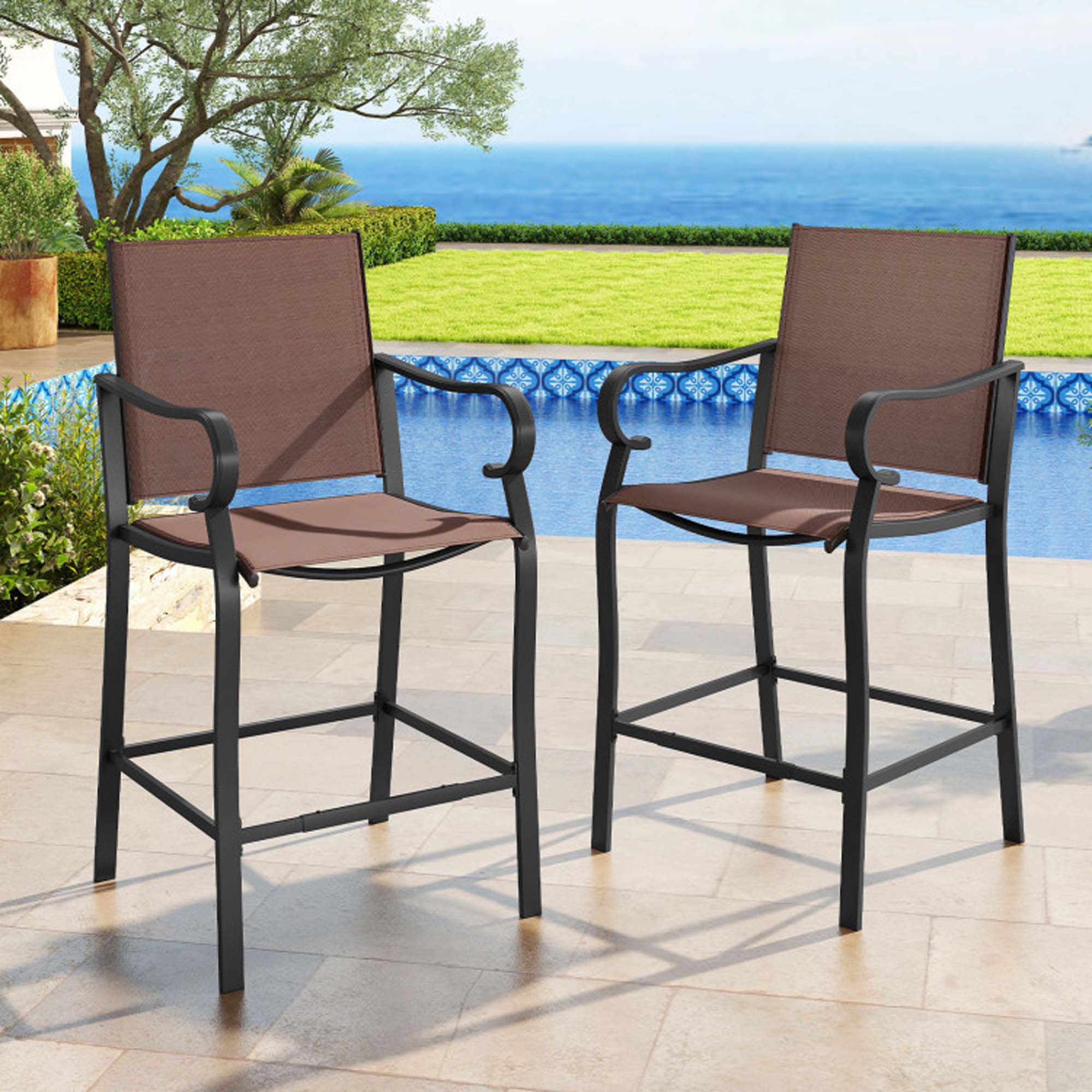 Alt View 1. Boyel Living - Multicolor Outdoor Durable Set of 2 Bar Stools - Red.