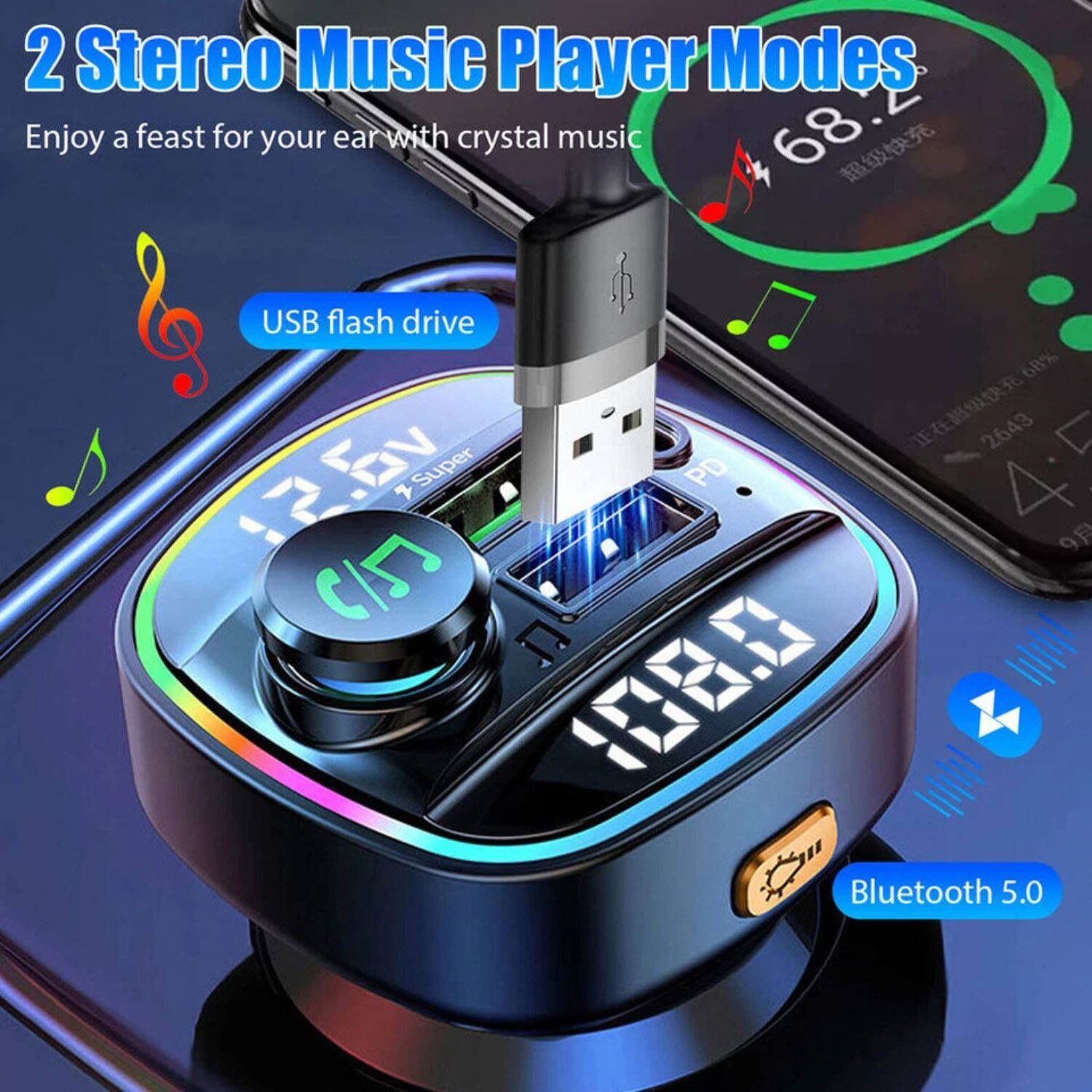 2 Stereo Music Player Modes  
Enjoy a feast for your ear with crystal music  

USB flash drive  
Bluetooth 5.0  

68.2%  
2643 v3.5  
Super PD  
CI5