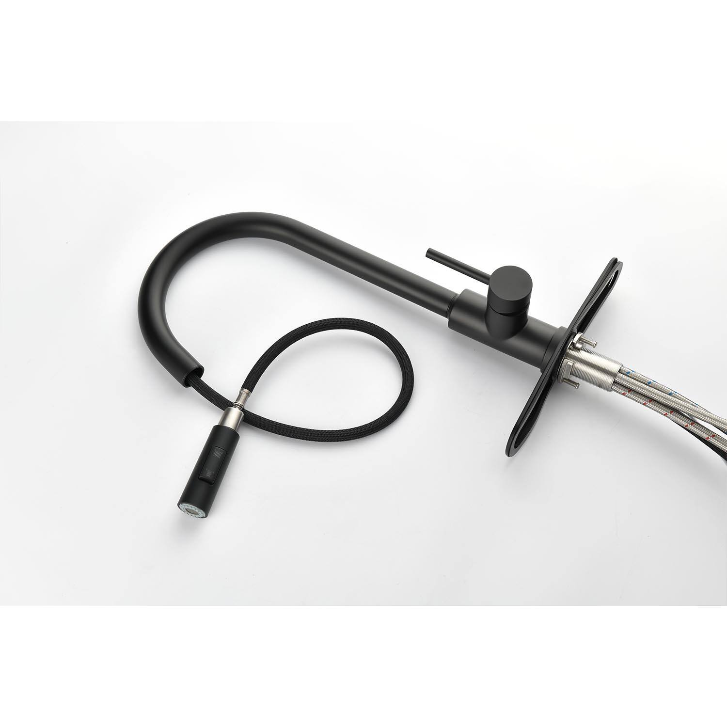 Left. Siljoy - Kitchen Faucet with Pull Down Sprayer - Matte Black.