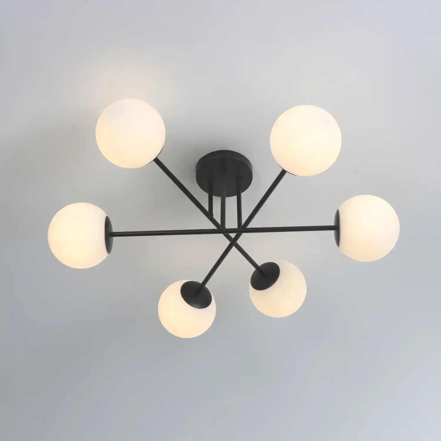 Alt View 3. Umeiluce - Modern 6-Light 30.7 Inches Semi-Flush Mount Glass Globes E12 - Matte Black.