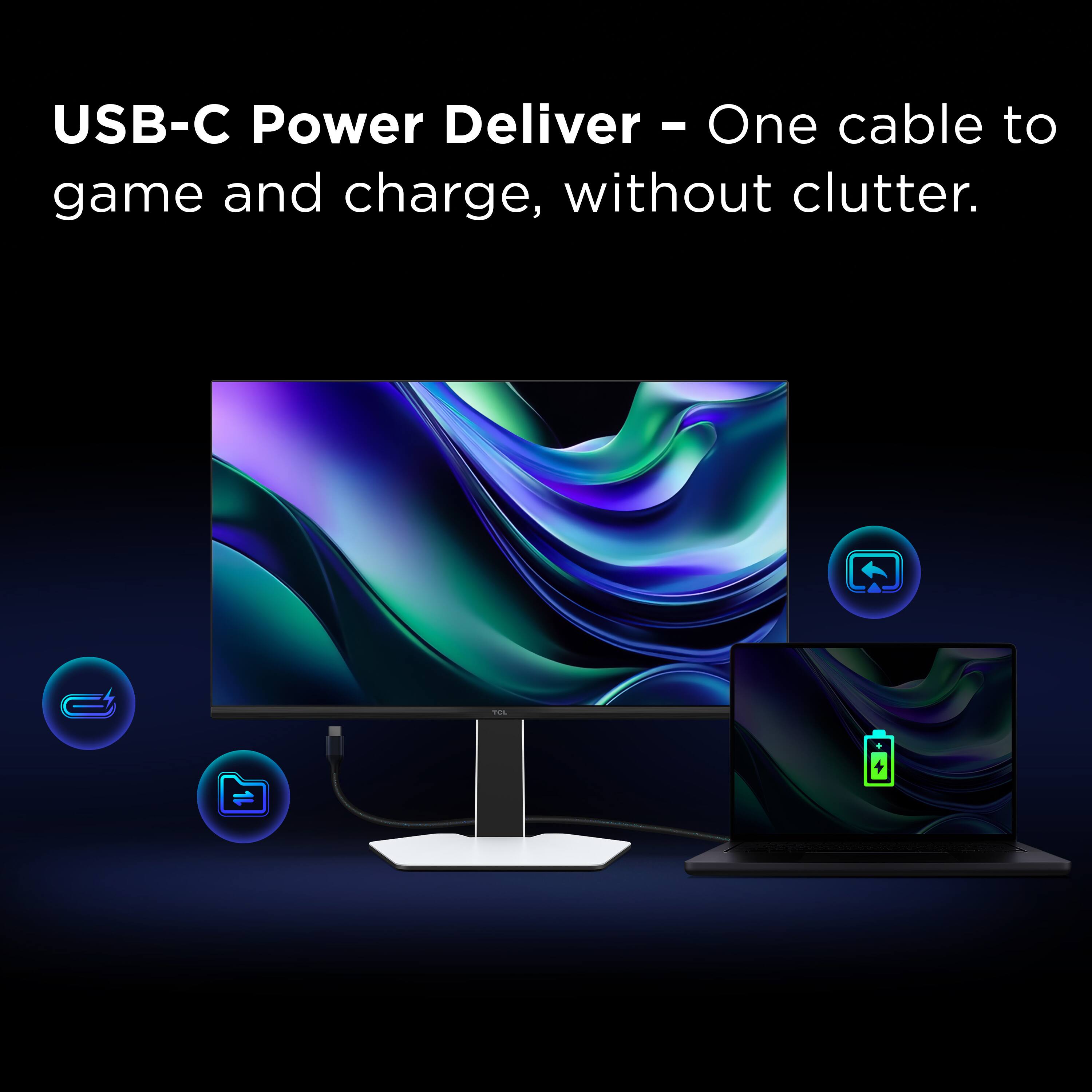 USB-C Power Deliver - One cable to game and charge, without clutter.