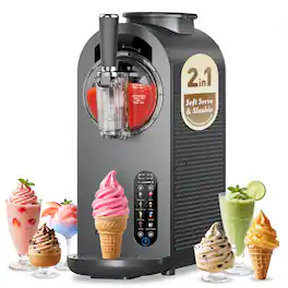 Alcarin - Soft Serve Ice Cream & Slushie Machine, No Pre-Freezing, 8 Presets, Sorbet, Milkshake & Protein Ice Cream - Dark Gray