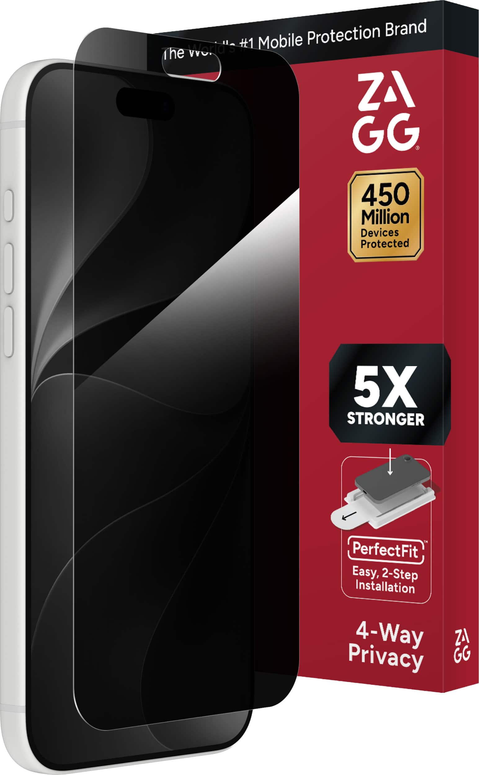 ZAGG - Privacy XTR Screen Protector with Full Privacy Protection for Apple iPhone 18 Pro Max - Clear