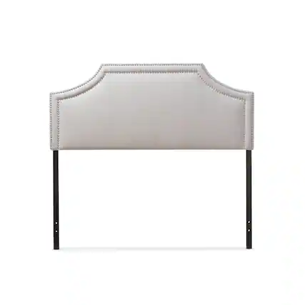 Front. Baxton Studio - Avignon Modern and Contemporary Fabric Upholstered Full Size Headboard - Greyish Beige.