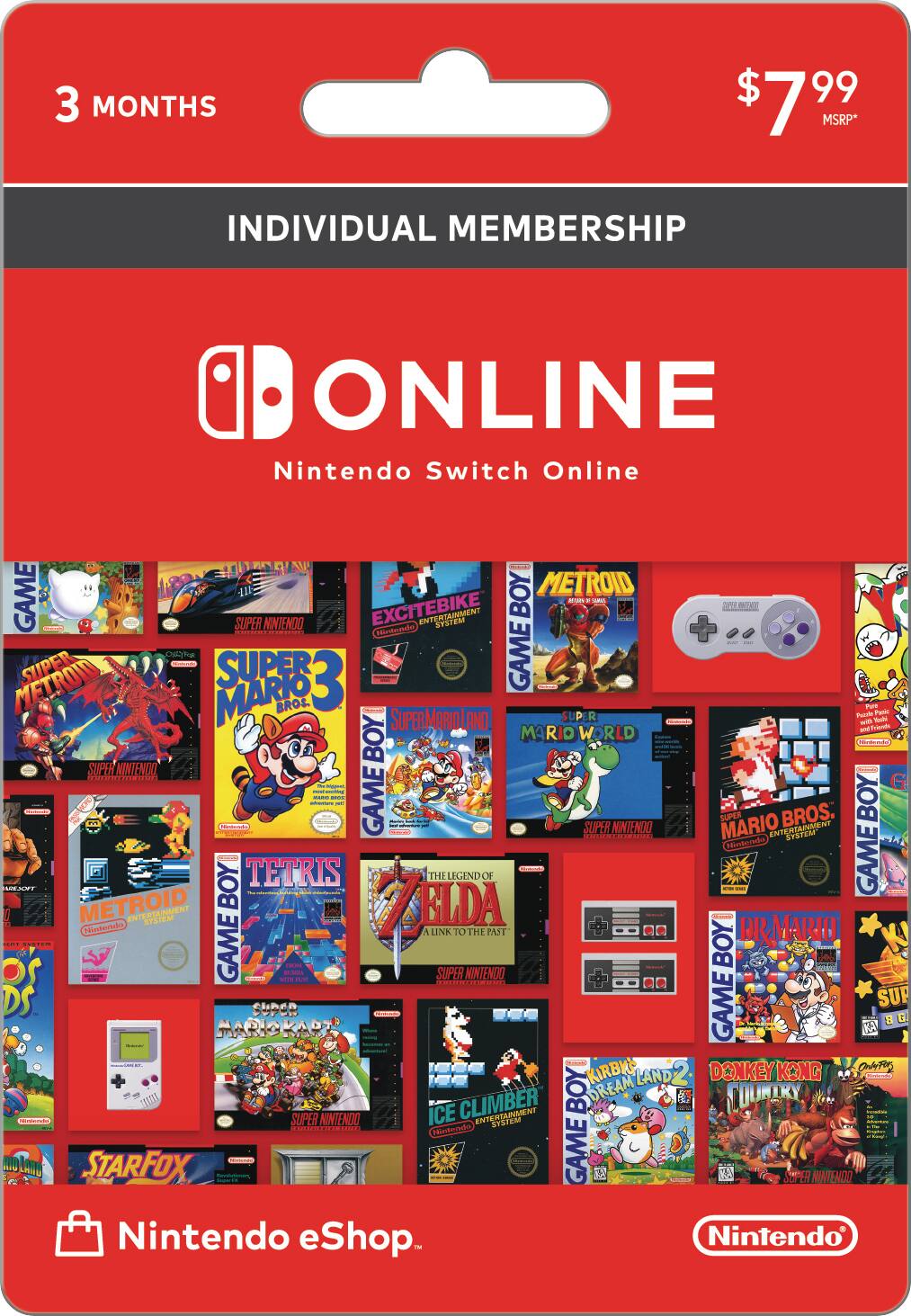 Nintendo - Switch Online 3 Month Individual Membership Card