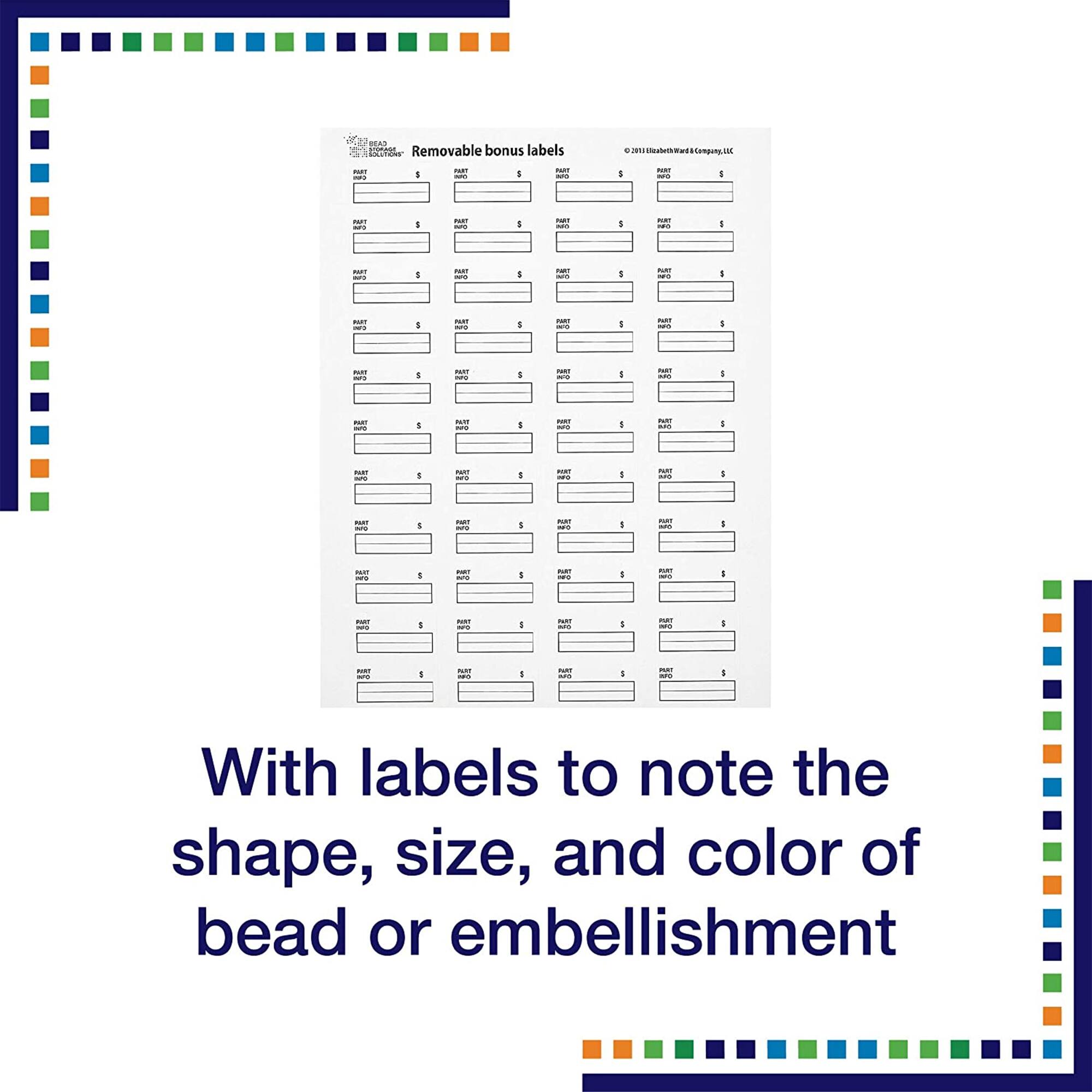 SEAS -- Removable bonus labels aidas RE I I i - I .... - - ... - % I ii - - - I 2 - 5 -r - : - l I Me TM - 1 - - i - - - TAT - - 2 - 1 i 1 .. - 2 - a - I . - 1 N I - - 1 - - I - - - - I - I PR I mar - - I - I - - . -A - : - - - With labels to note the shape, size, and color of bead or embellishment

With labels to note the shape, size, and color of bead or embellishment