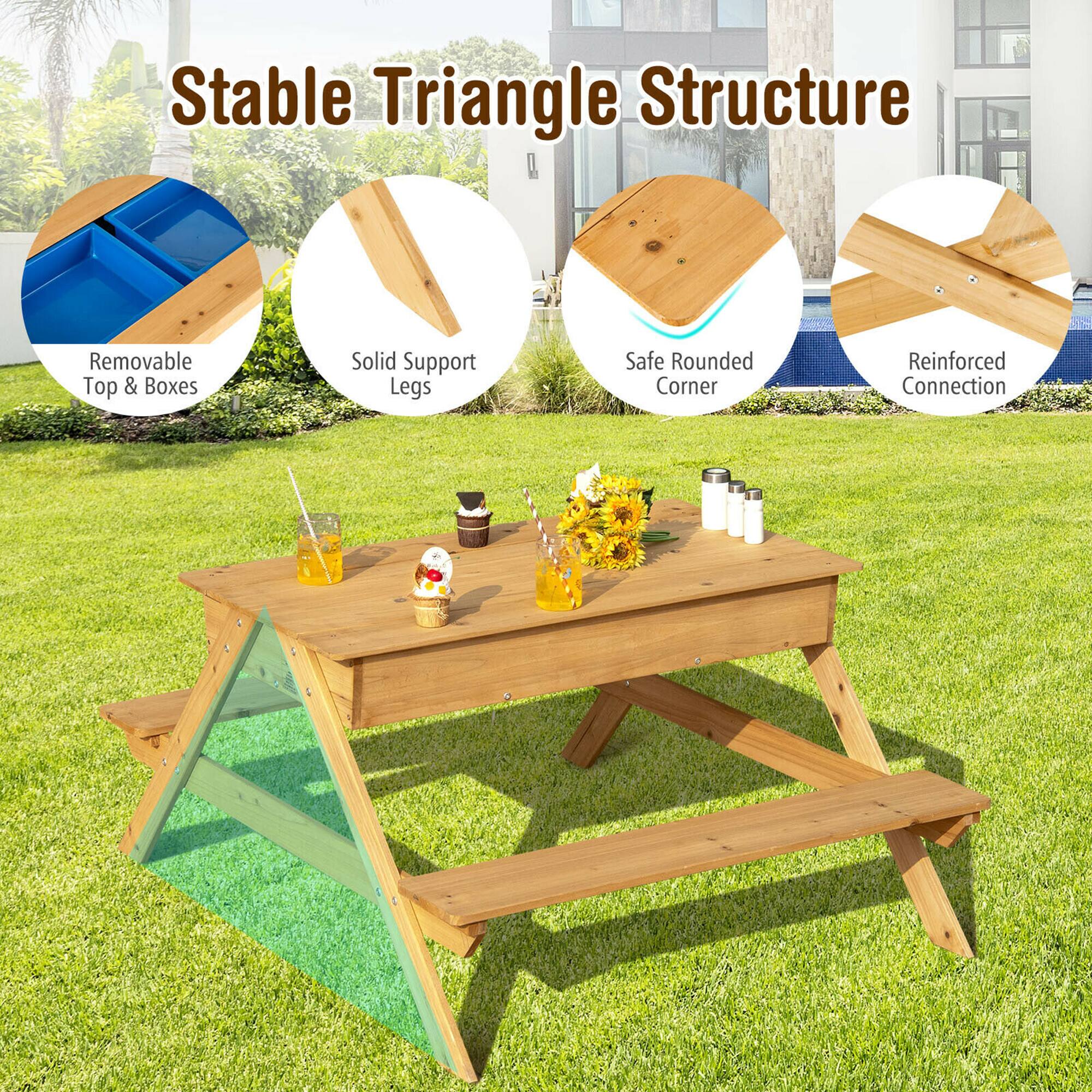 Stable Triangle Structure

- Removable Top & Boxes
- Solid Support Legs
- Safe Rounded Corner
- Reinforced Connection