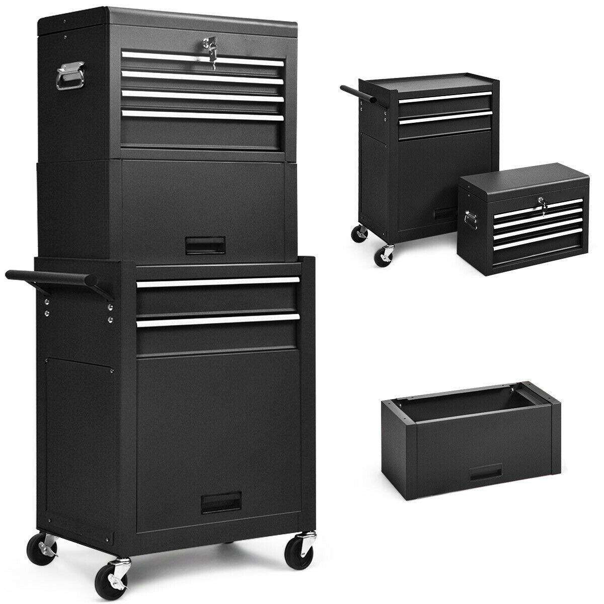 Front. Ecooso - 6-Drawer Tool Chest w/ Heightening Cabinet - Black.