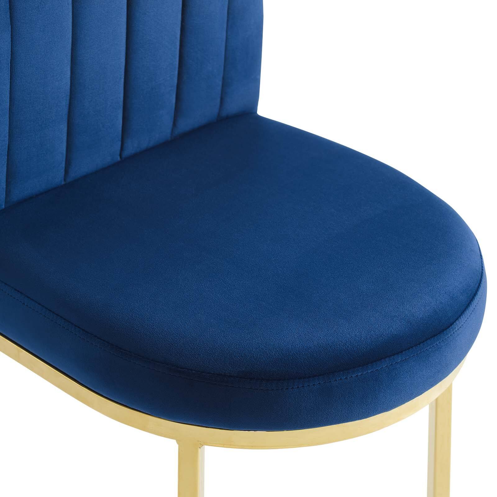 Alt View 5. Modway - Isla Channel Tufted Performance Velvet Dining Side Chair by Modway - Gold Navy.