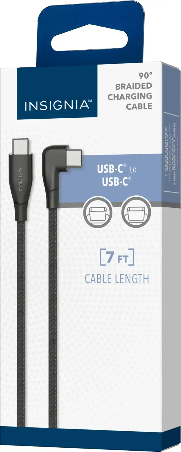 Insignia™ 7' USB C to Right Angle USB C Braided Charging Cable Black NS ...