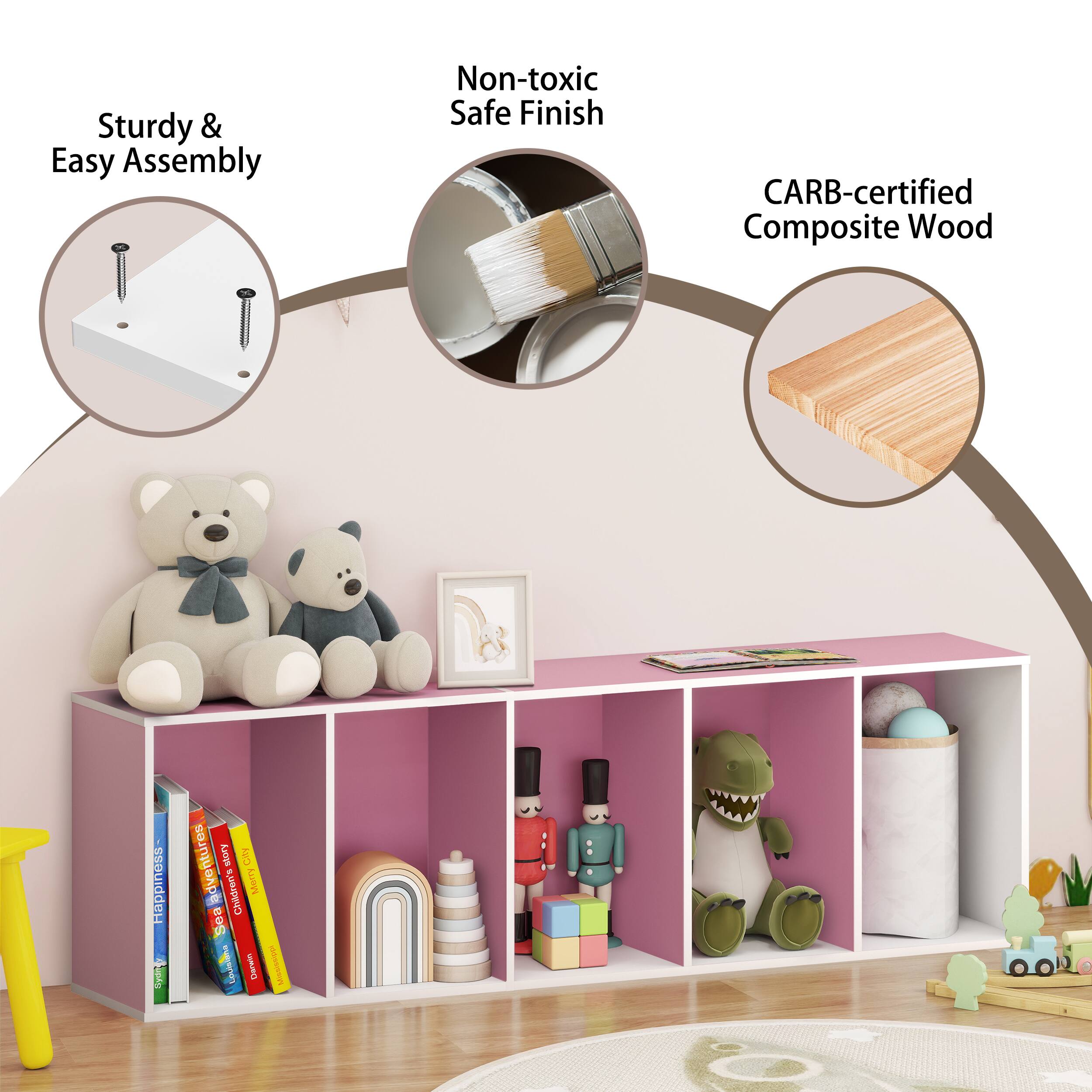 Sturdy & Easy Assembly  
Non-toxic Safe Finish  
CARB-certified Composite Wood