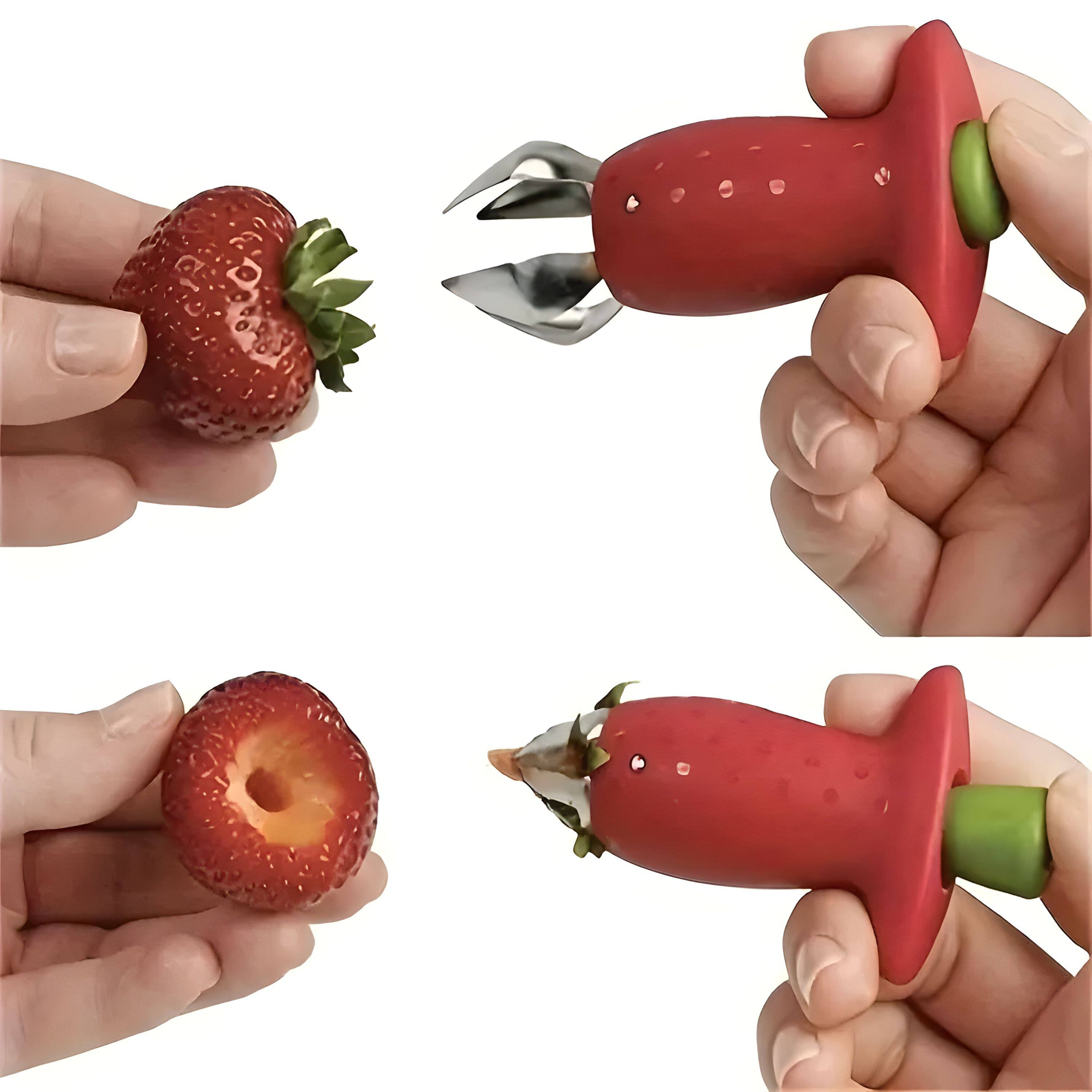Left. Kitcheniva - Small Fruit Stem Remover & Corer - For Strawberries, Tomatoes, Pineapple Eyes.