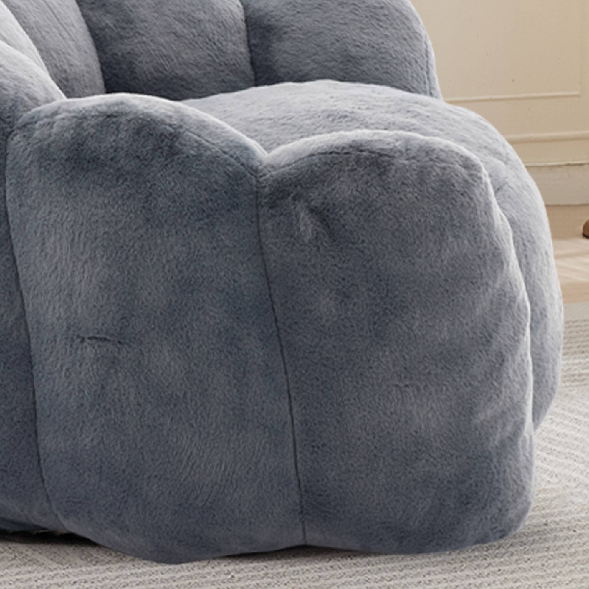 Alt View 7. GOODSILO - Lotus Style Compression Sofa Bean Bag Chair with Pull Ring for Easy Mobility and No Assembly Required - Gray.