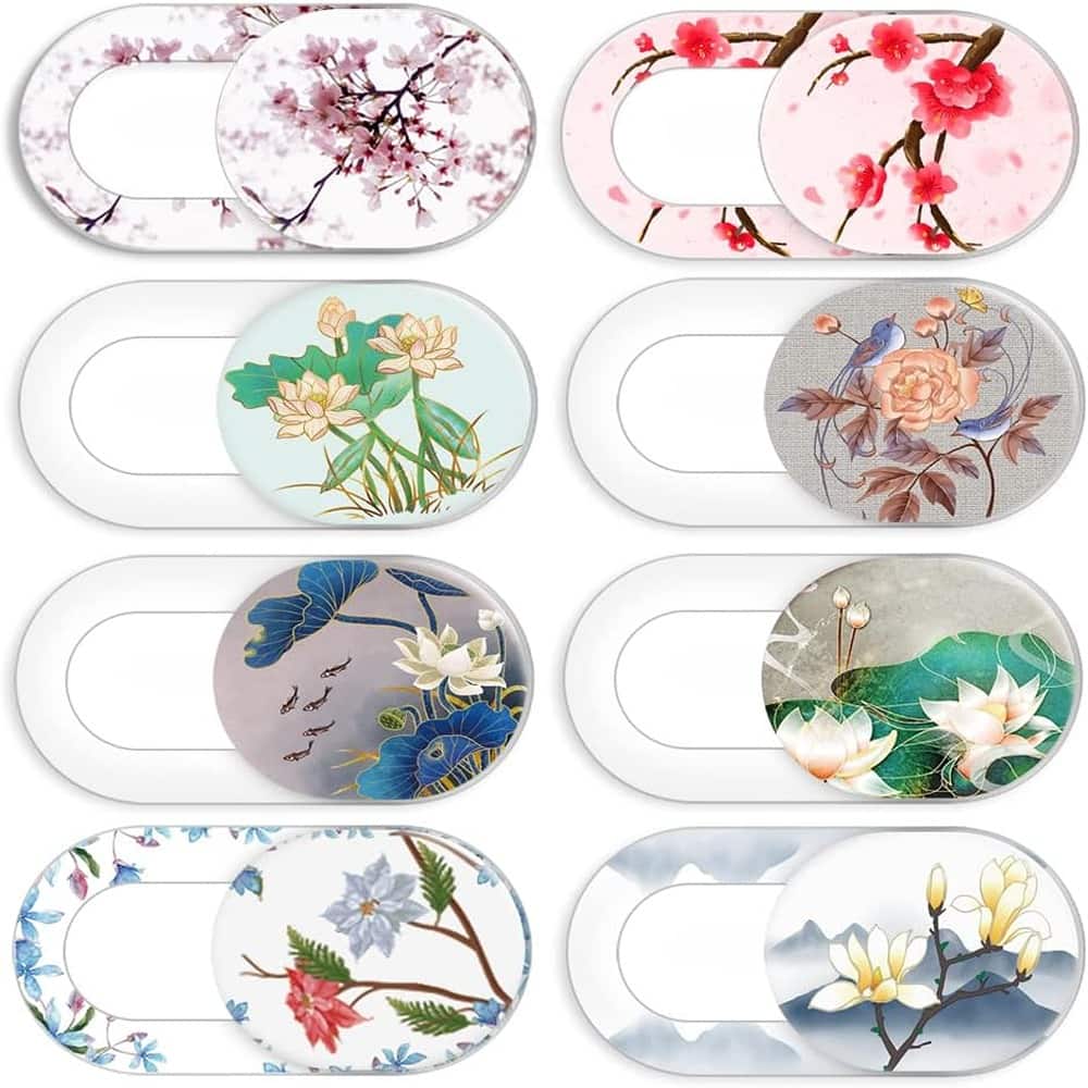 RTMB - 8-Pack Ultra-Thin Laptop & Device Webcam Cover Slides, Flower Pattern