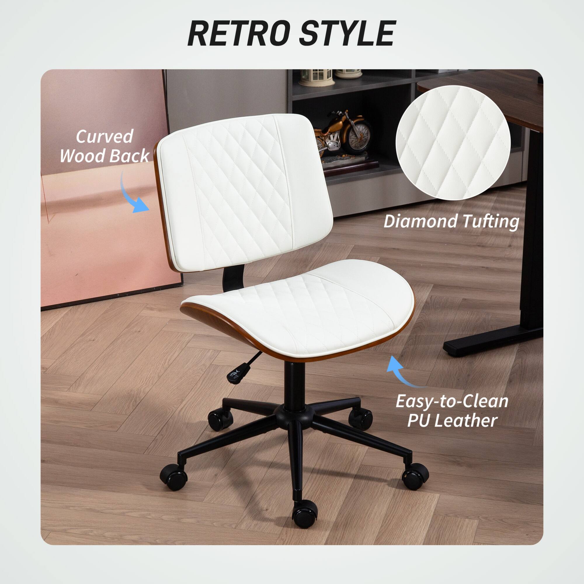 RETRO STYLE

- Curved Wood Back
- Diamond Tufting
- Easy-to-Clean PU Leather