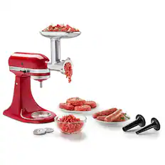 Front. KitchenAid - Metal Food Grinder Attachment - Silver.