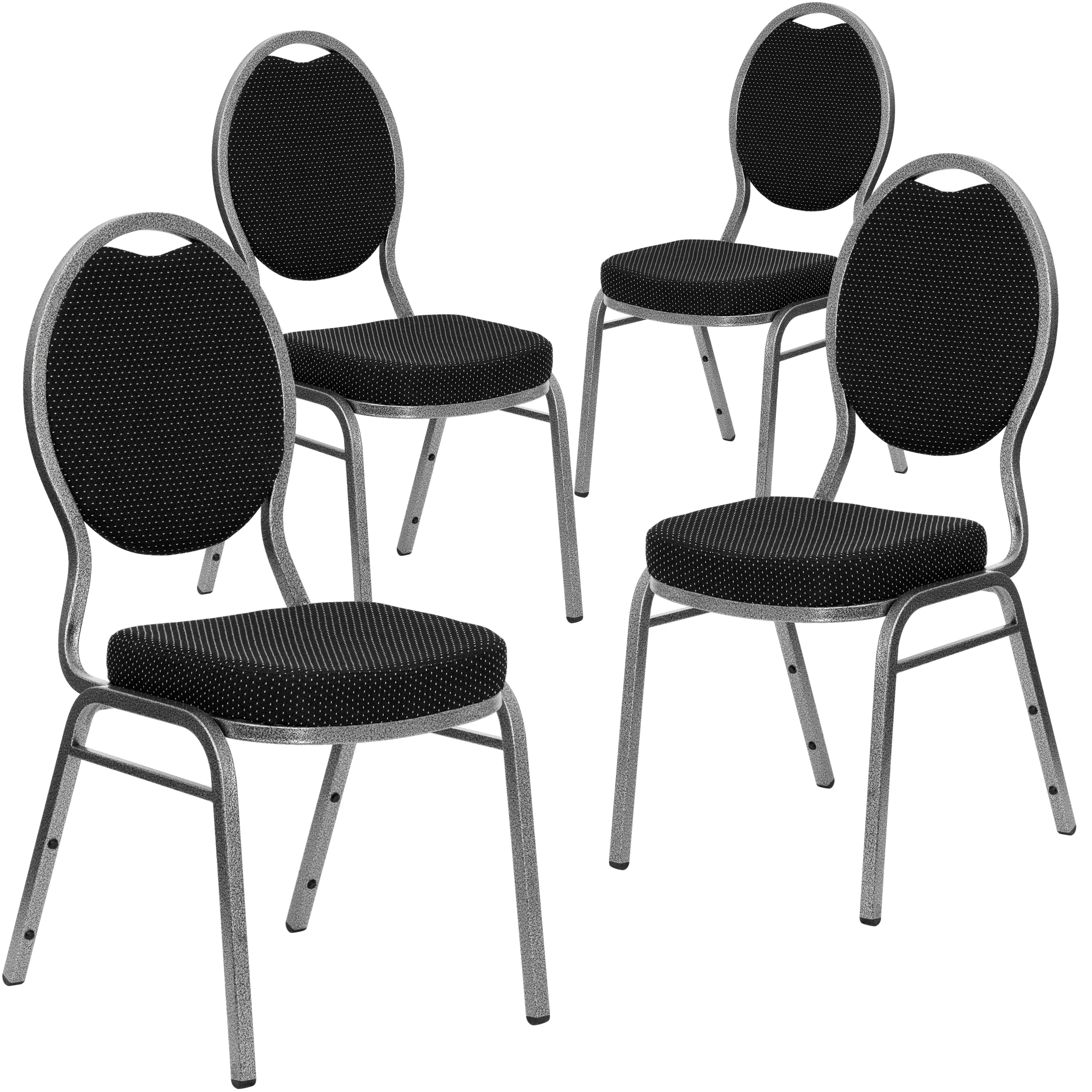 Black Patterned Fabric/Silver Vein Frame