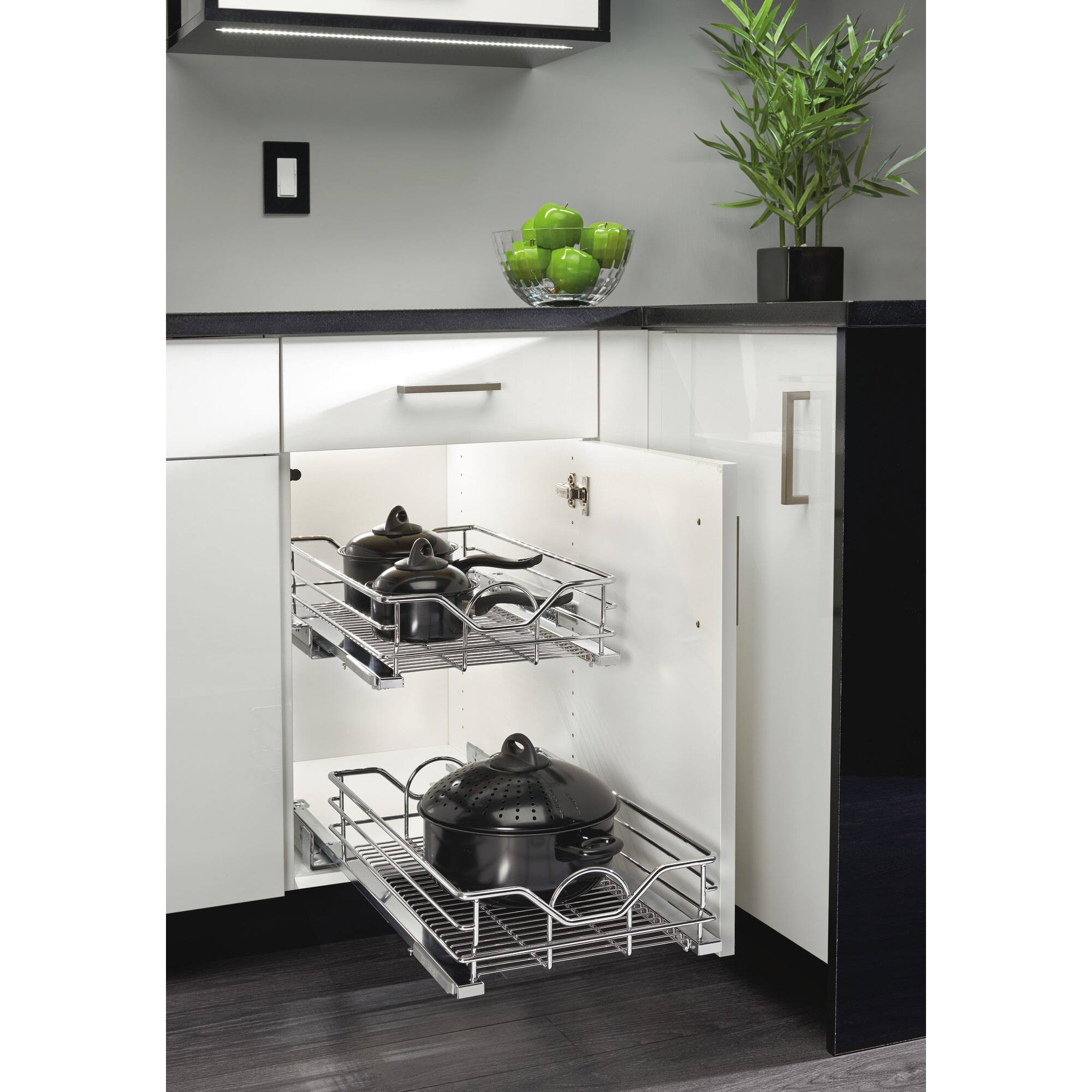 Alt View 2. Rev-A-Shelf - Rev-A-Shelf Pullout Cabinet Basket w/ Soft-close, 14.5'' x 21.74'', 5730-15CR - Silver.