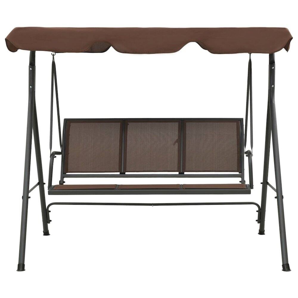 Angle. vidaXL - vidaXL Porch Swing Coffee Powder-coated steel frame Large - Brown.