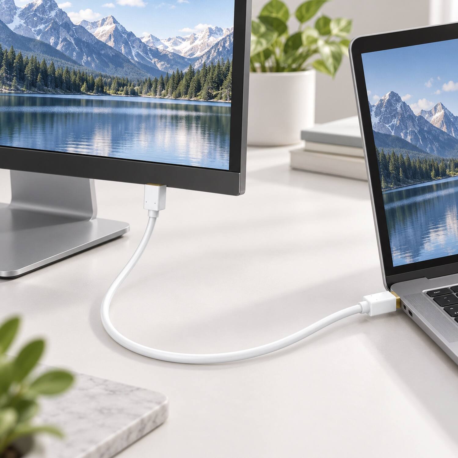 Left. Sanoxy - 6ft Mini DisplayPort to Mini DisplayPort Cable 32AWG 4K Resolution Ready - White.