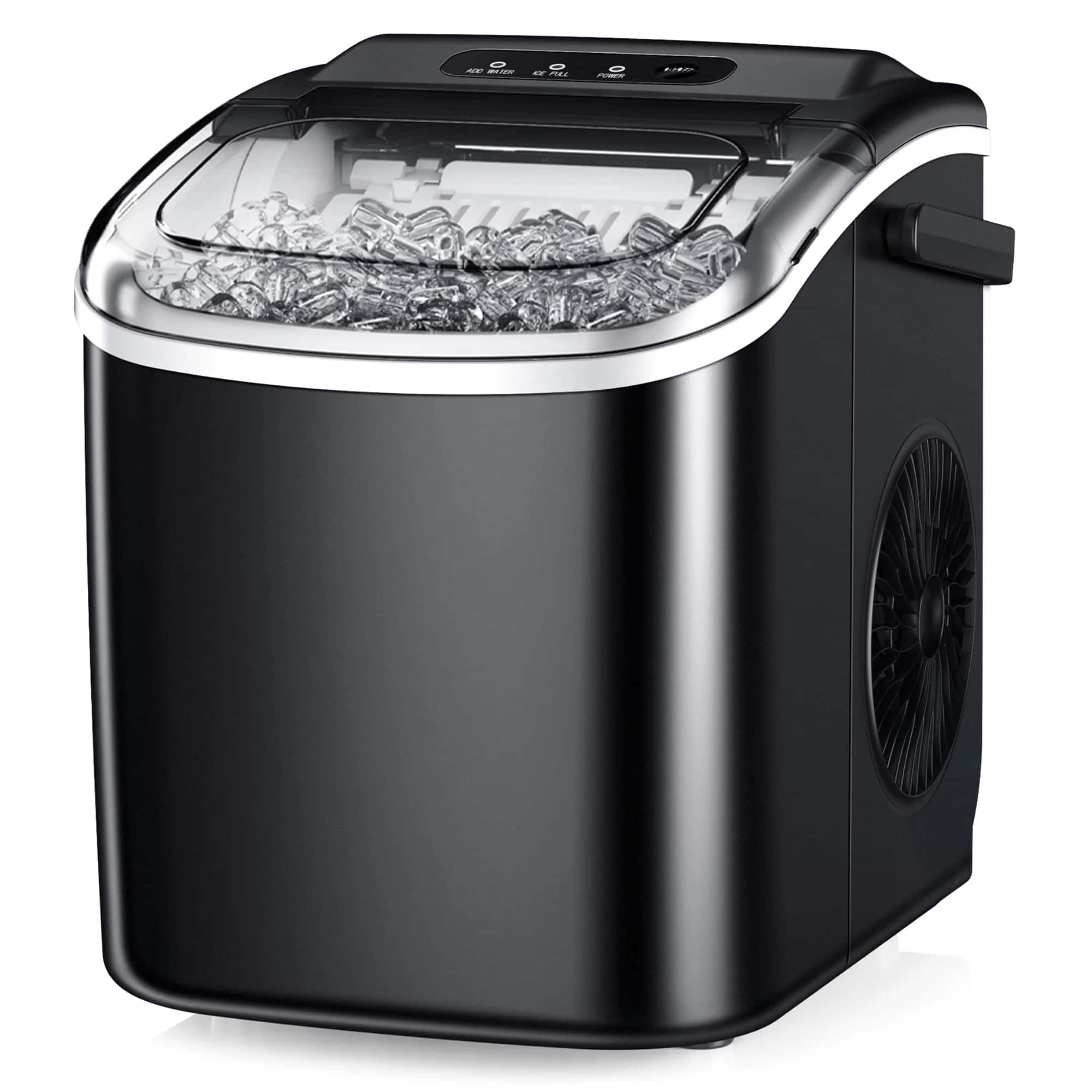 Front. SIMZLIFE - Portable Countertop Ice Maker - 9 Cubes in 6 Mins, 26lbs/Day, Self-Cleaning with Ice Scoop & Basket, for Home/Office/RV - Black.
