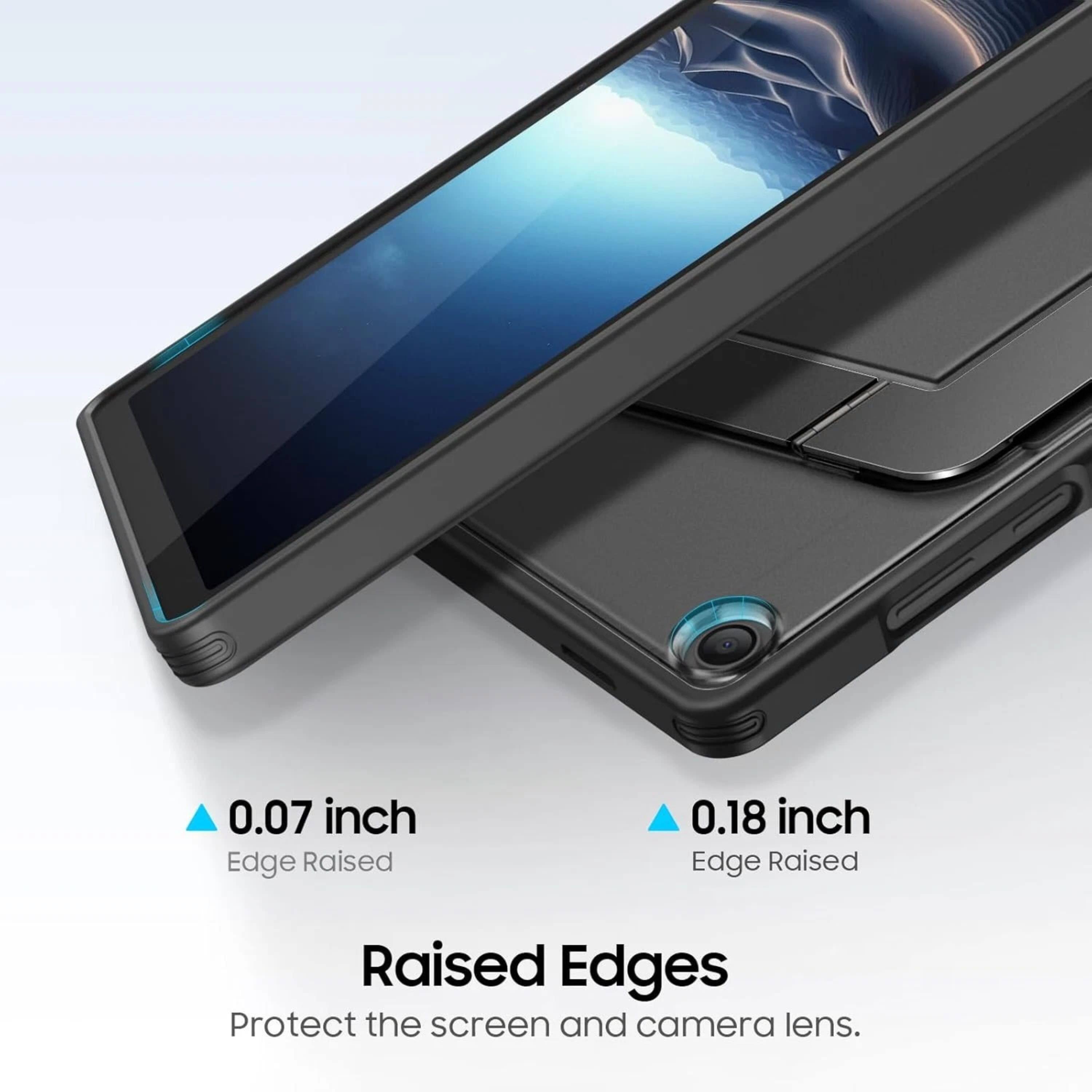 0.07 inch Edge Raised  
0.18 inch Edge Raised  
Raised Edges  
Protect the screen and camera lens.