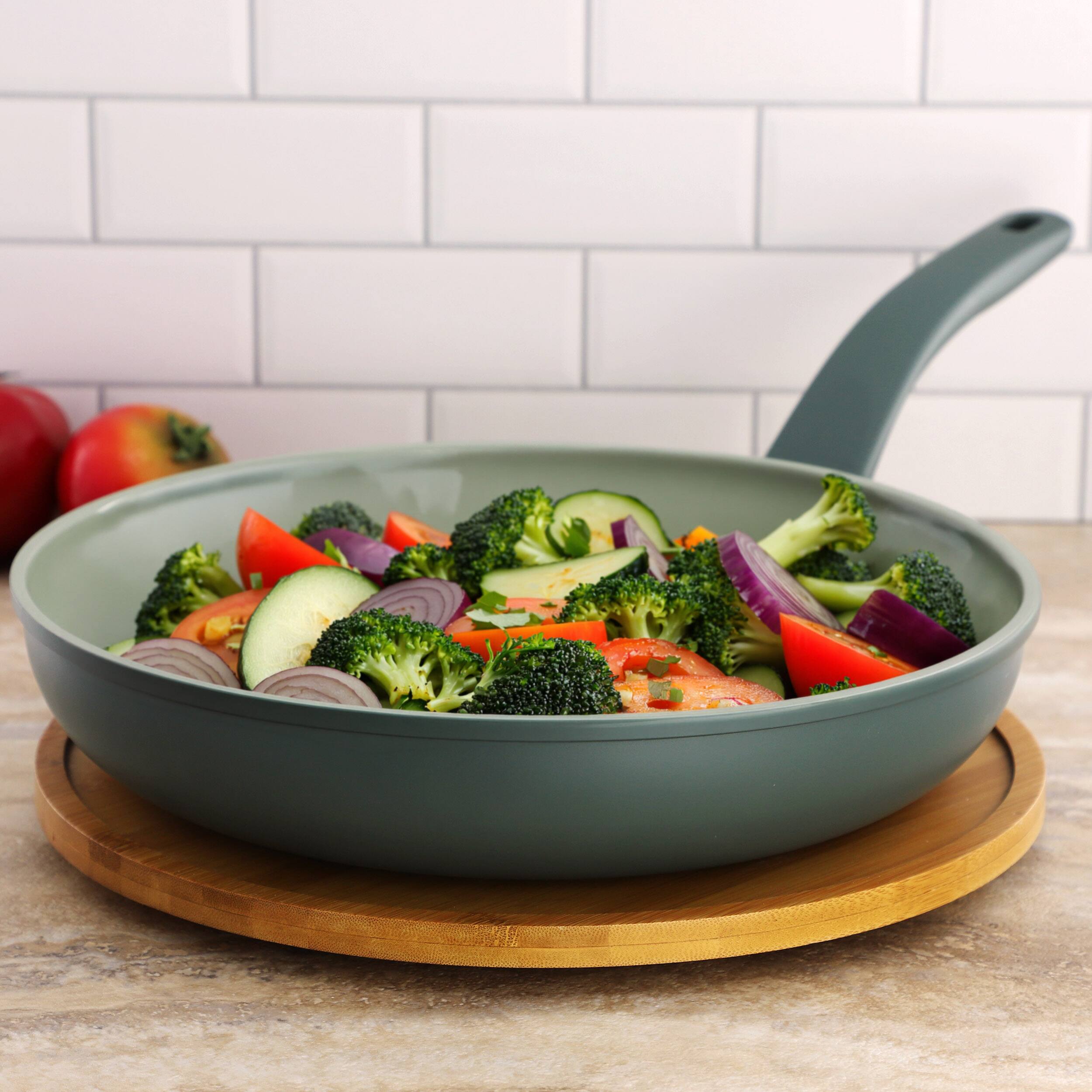 Alt View 5. Oster - Oster Sutterville Choice 12 Inch Ceramic Nonstick Frying Pan in Evergreen - Green.