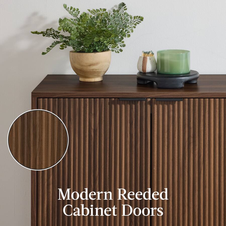 Best Choice Products 4 Door Reeded Storage Cabinet w/ Soft Close Doors ...