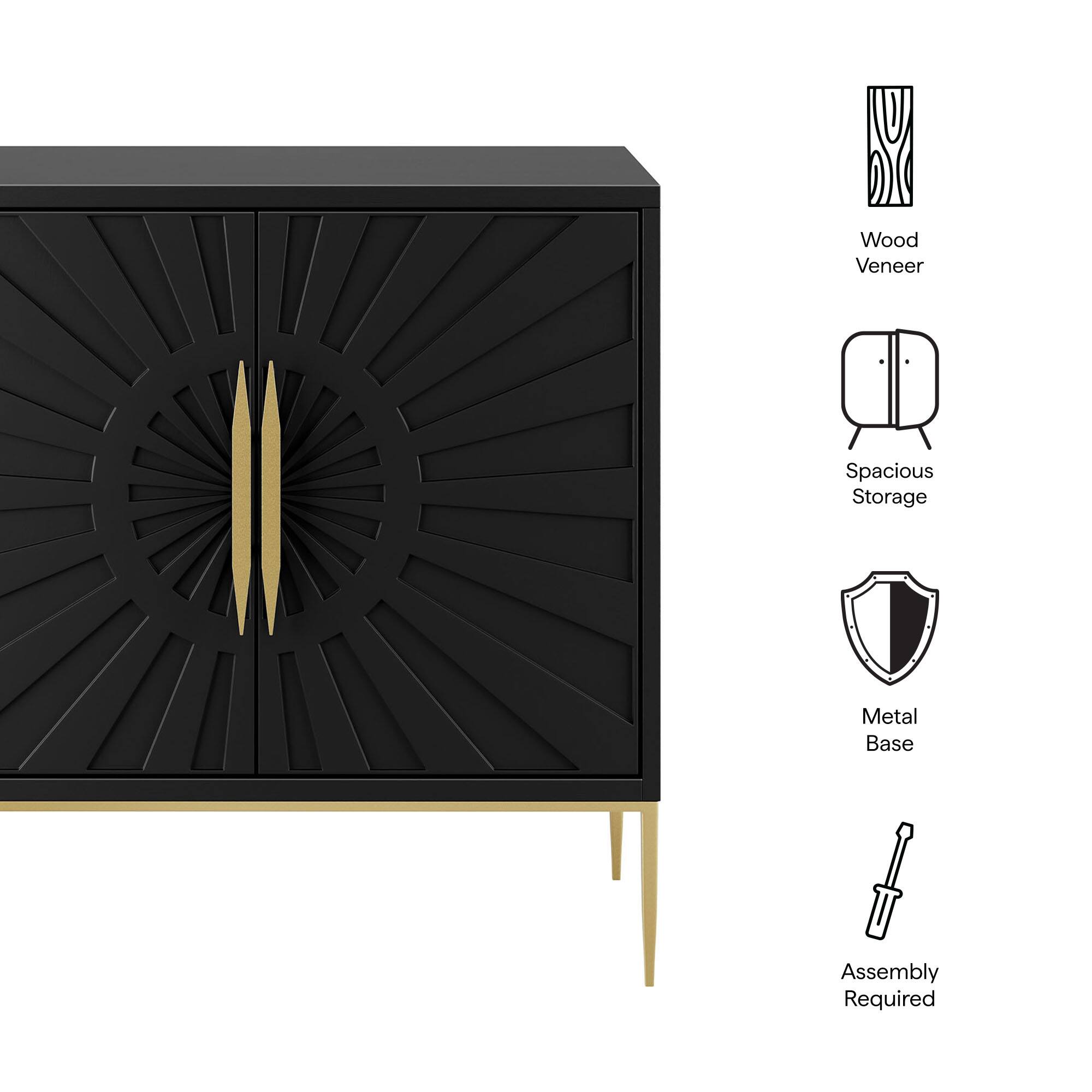 Wood Veneer  
Spacious Storage  
Metal Base  
Assembly Required