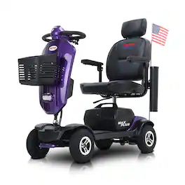 Loheer - Compact 4 Wheel Outdoor Mobility Scooter Heavy Duty Medical Electric Scooter with USB Charger Dark - Purple