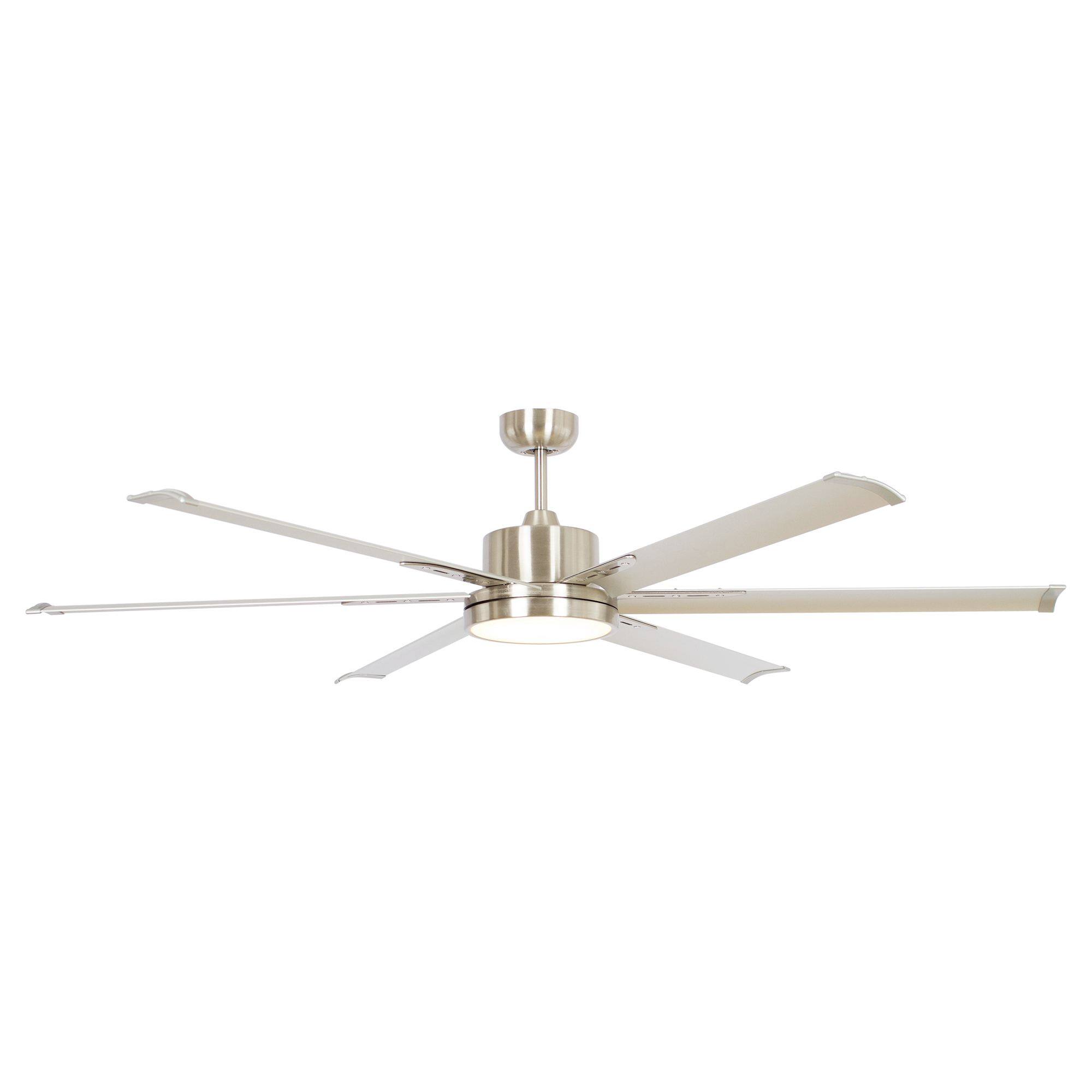 Alt View 10. Parrot Uncle - 65" Modern Silver LED Large Ceiling Fan with Remote Control - Nickel.