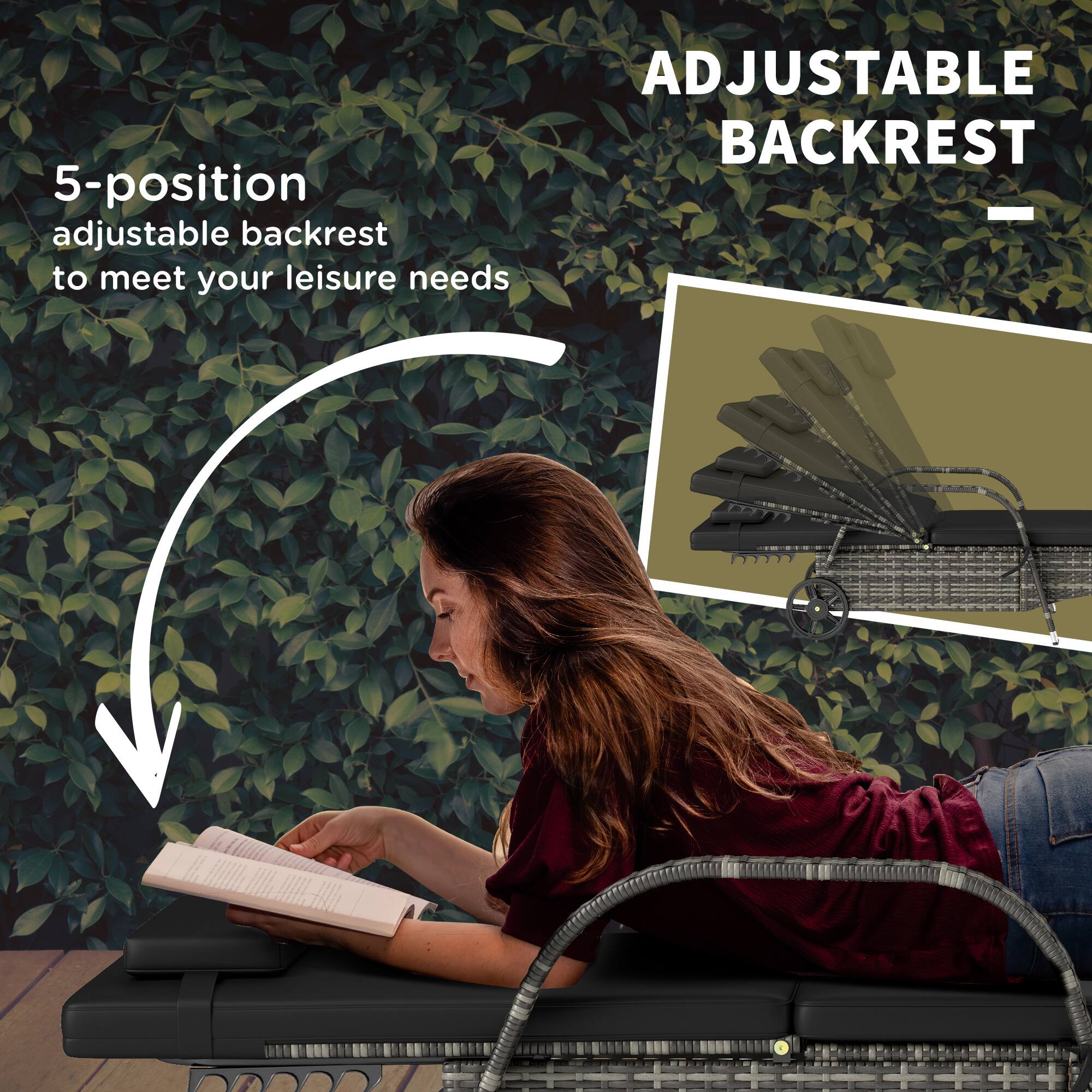 ADJUSTABLE BACKREST
5-position
adjustable backrest to meet your leisure needs