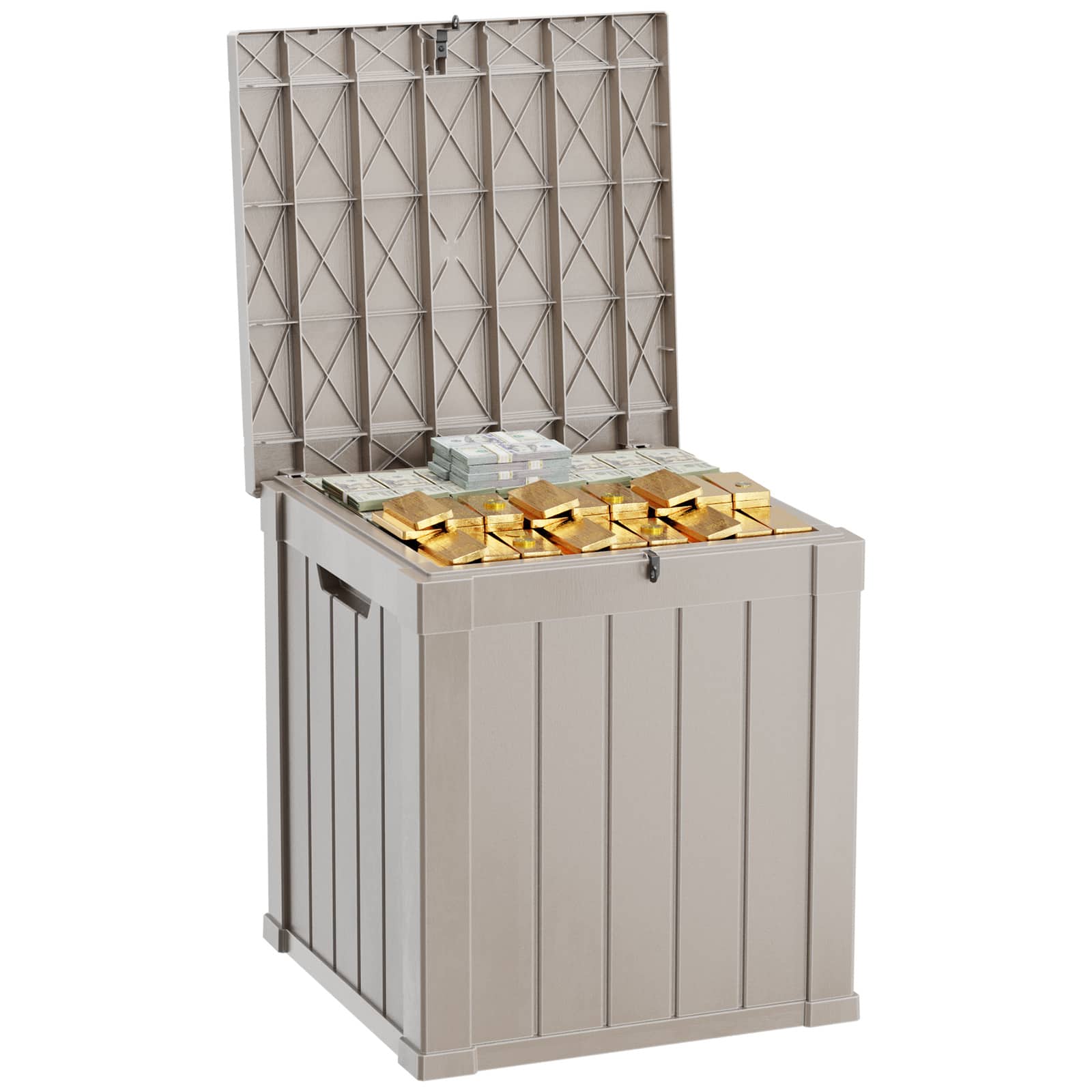 Chery Life - 50 Gallon Outdoor Storage Lockable Deck Box for Patio Cushion, Garden Tools - Gray