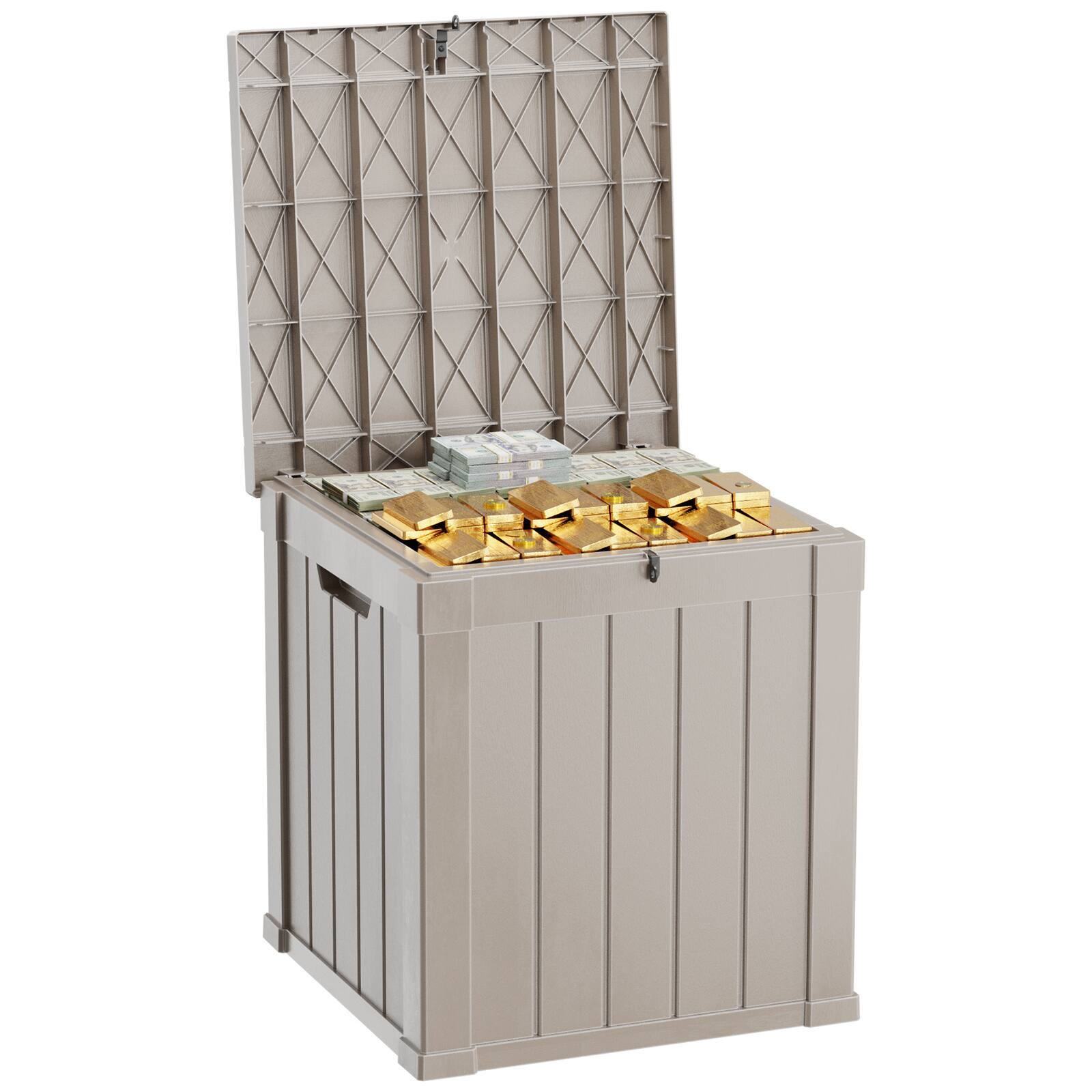 Front. Chery Life - 50 Gallon Outdoor Storage Lockable Deck Box for Patio Cushion, Garden Tools - Gray.