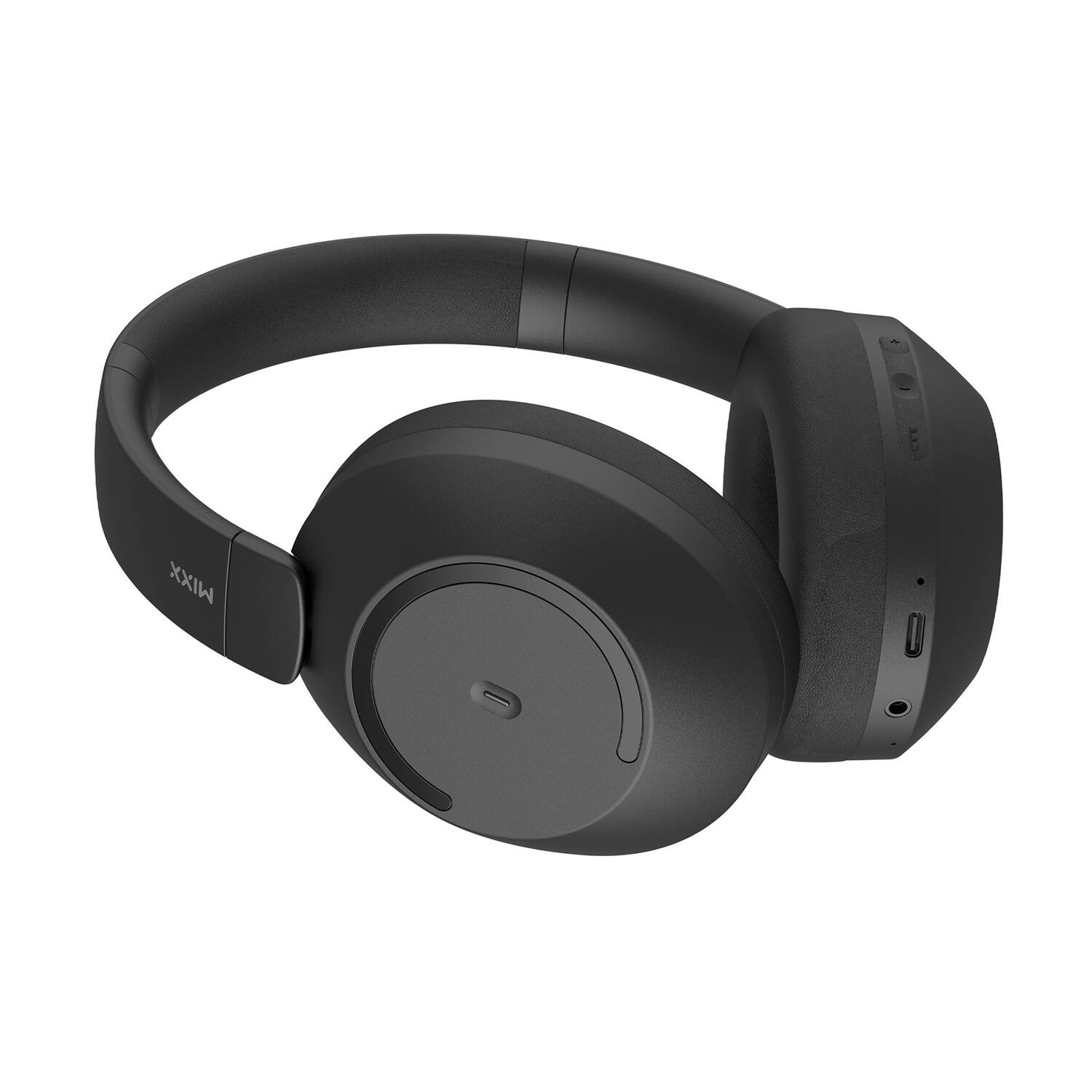 Back. Mixx - StreamQ C2 Bluetooth Folding Over-Ear Headphones with Mic, 3.5mm Aux Input, 25-Hour Play Time - Black.