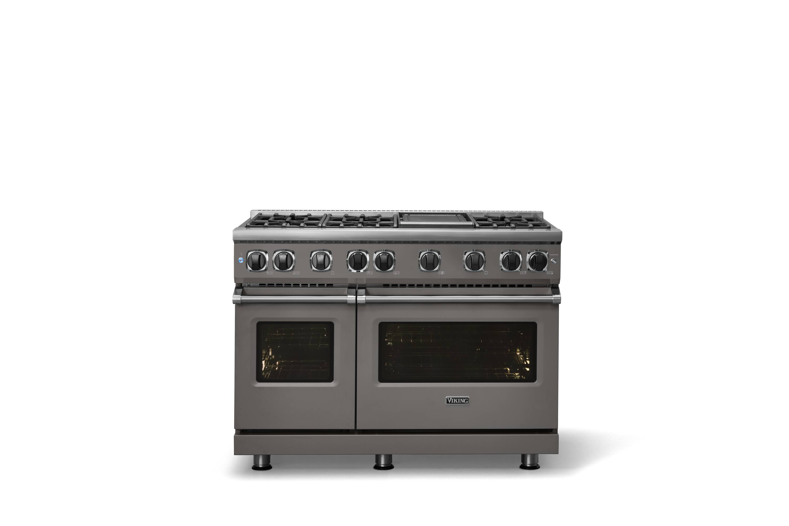 Alt View 1. Viking - 48"W. 7.3 Cu. Ft. Freestanding Sealed 6 Burner Gas Range/Griddle  - Damascus Gray - Damascus Gray.