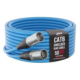 Lyxpro - Shielded Cat6 Cable, RJ45 Ethercon Cable - Male to Male, 50 feet - Blue