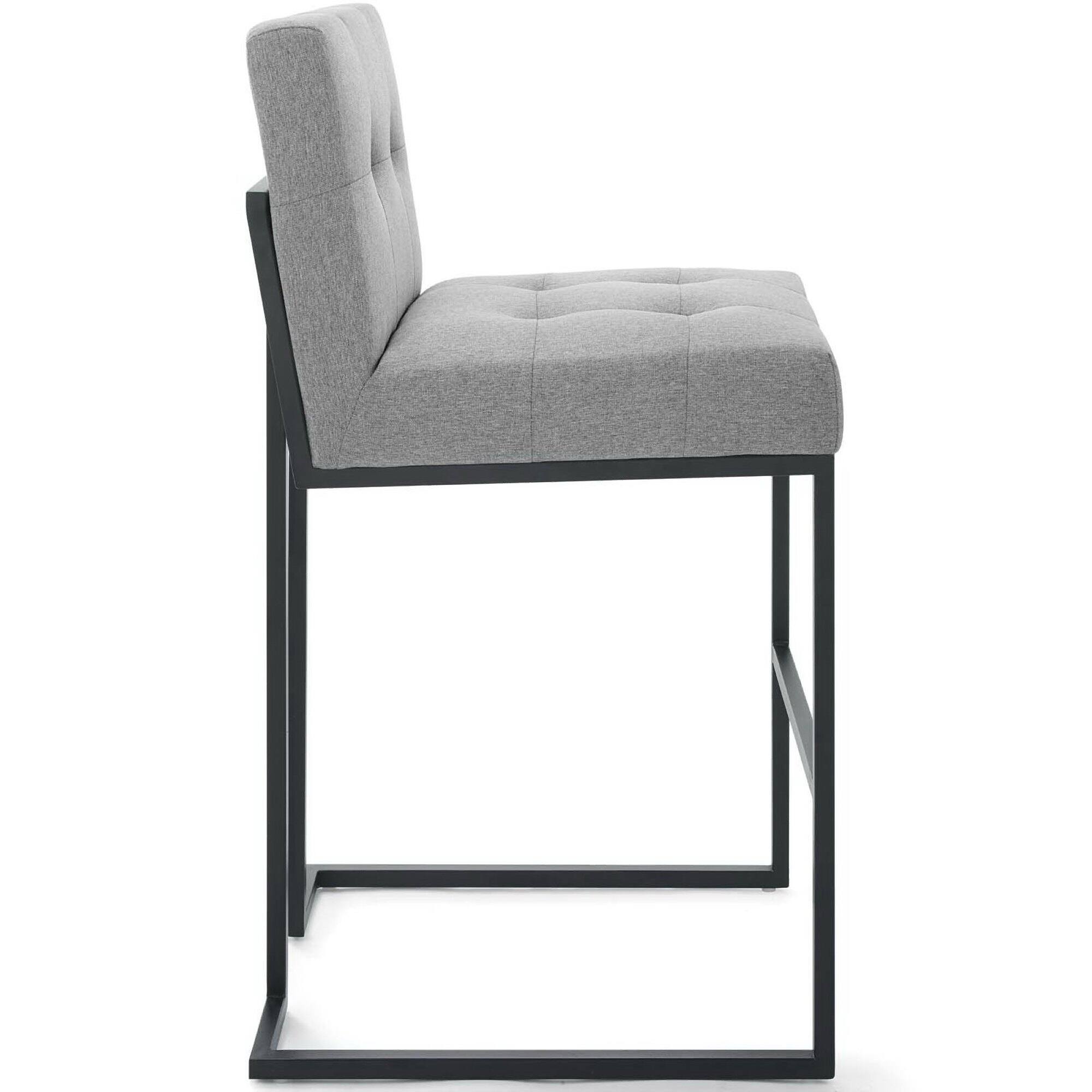 Back. Modway - Privy Black Stainless Steel Upholstered Fabric Bar Stool by Modway - Black Light Gray.