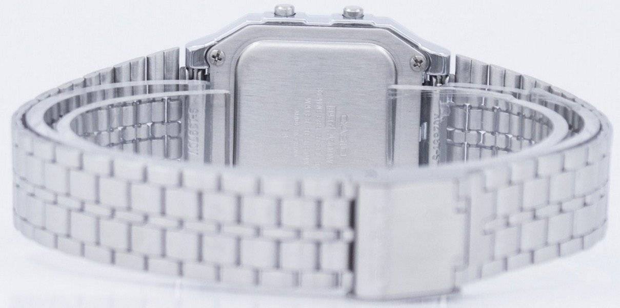 Alt View 3. Casio - Alarm World Time Digital A500WA-1DF Men's Watch Stainless Steel 30M - Silver.